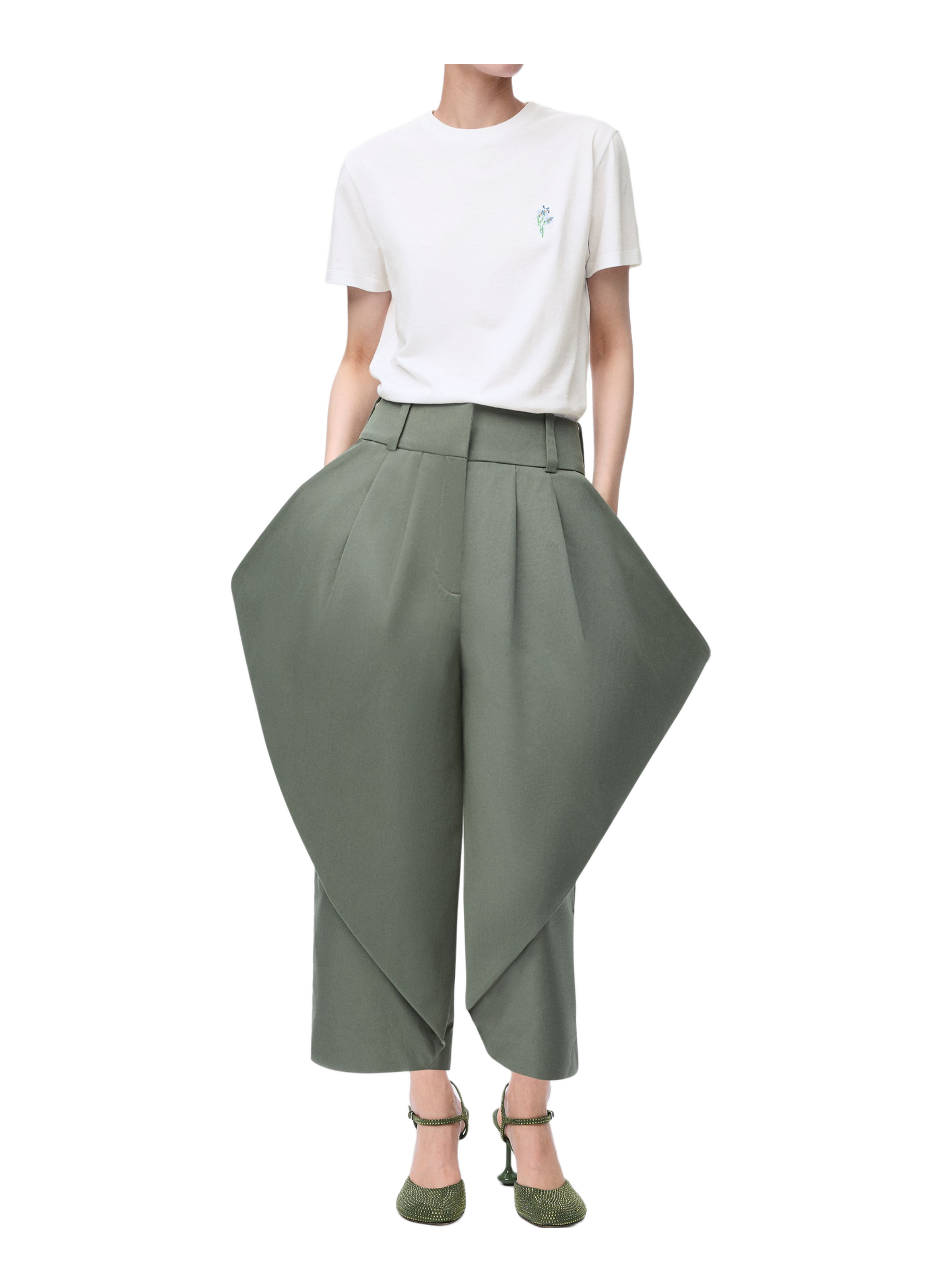 Embroidered cotton blend T-shirt LOEWE White