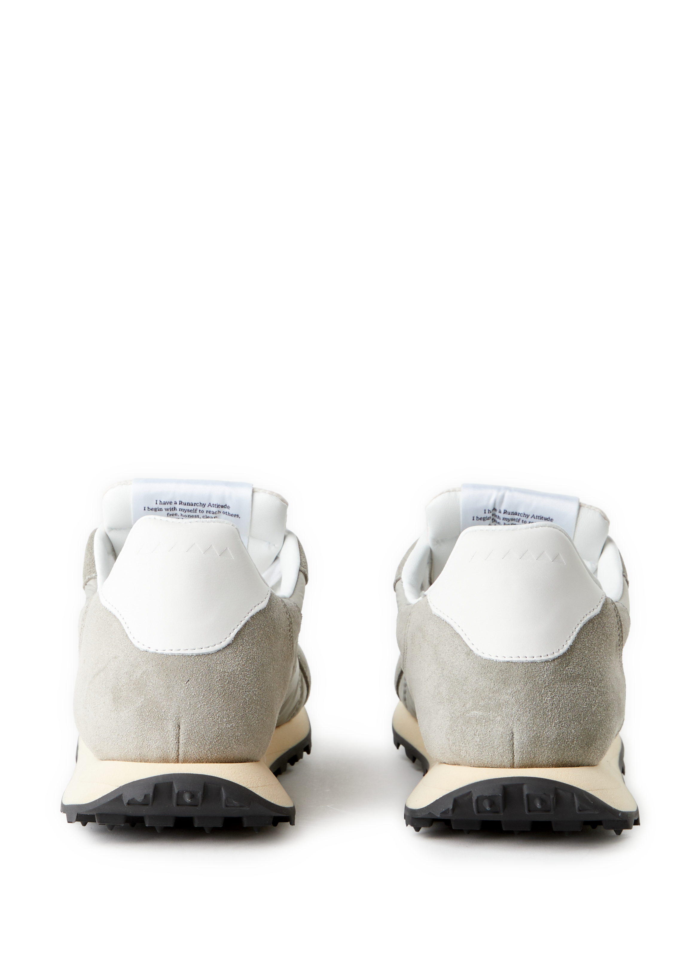 Serrated leather mixed sneakers RUN OF Grey