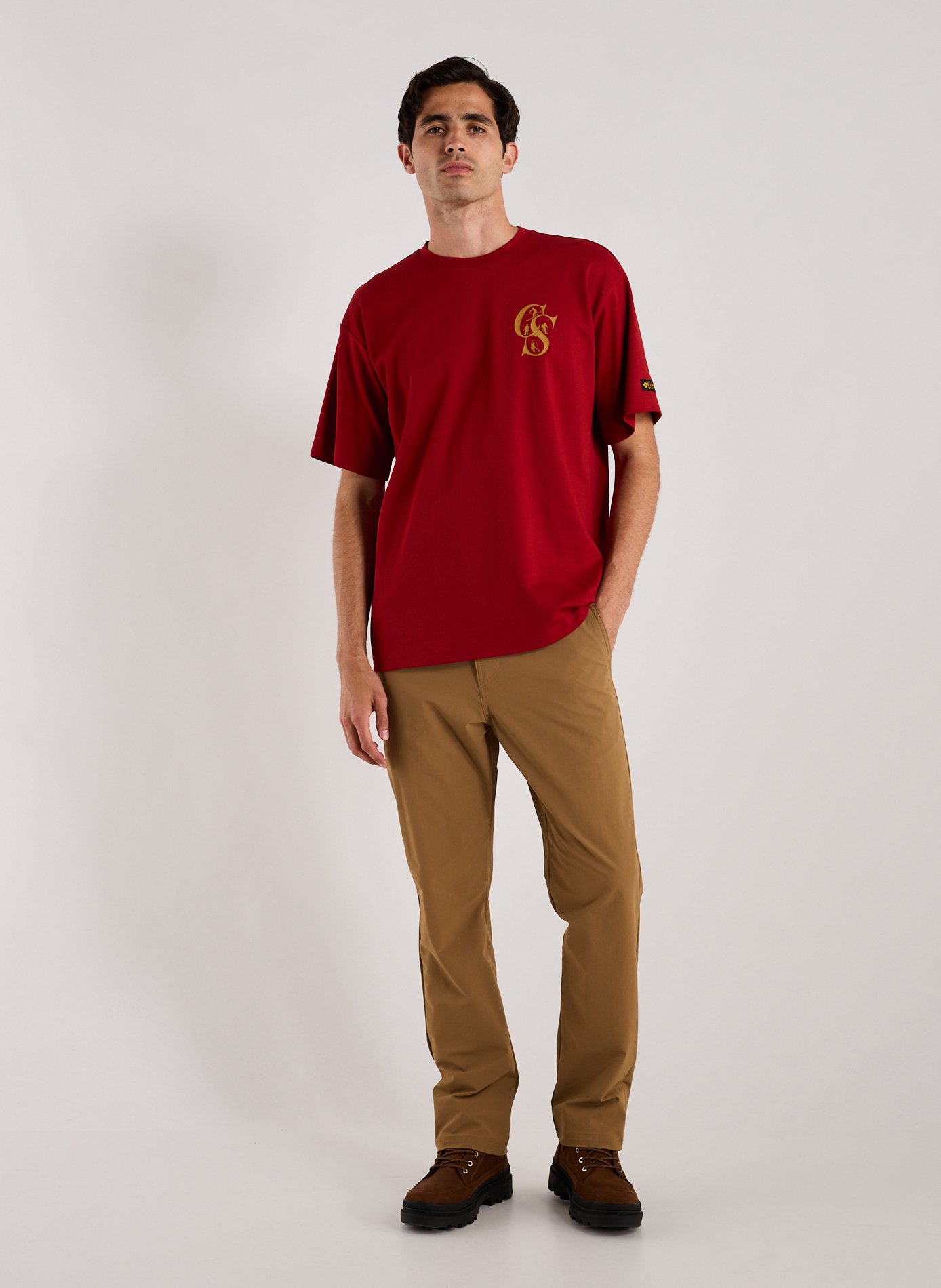 Cotton-blend round-neck T-shirt COLUMBIA Red