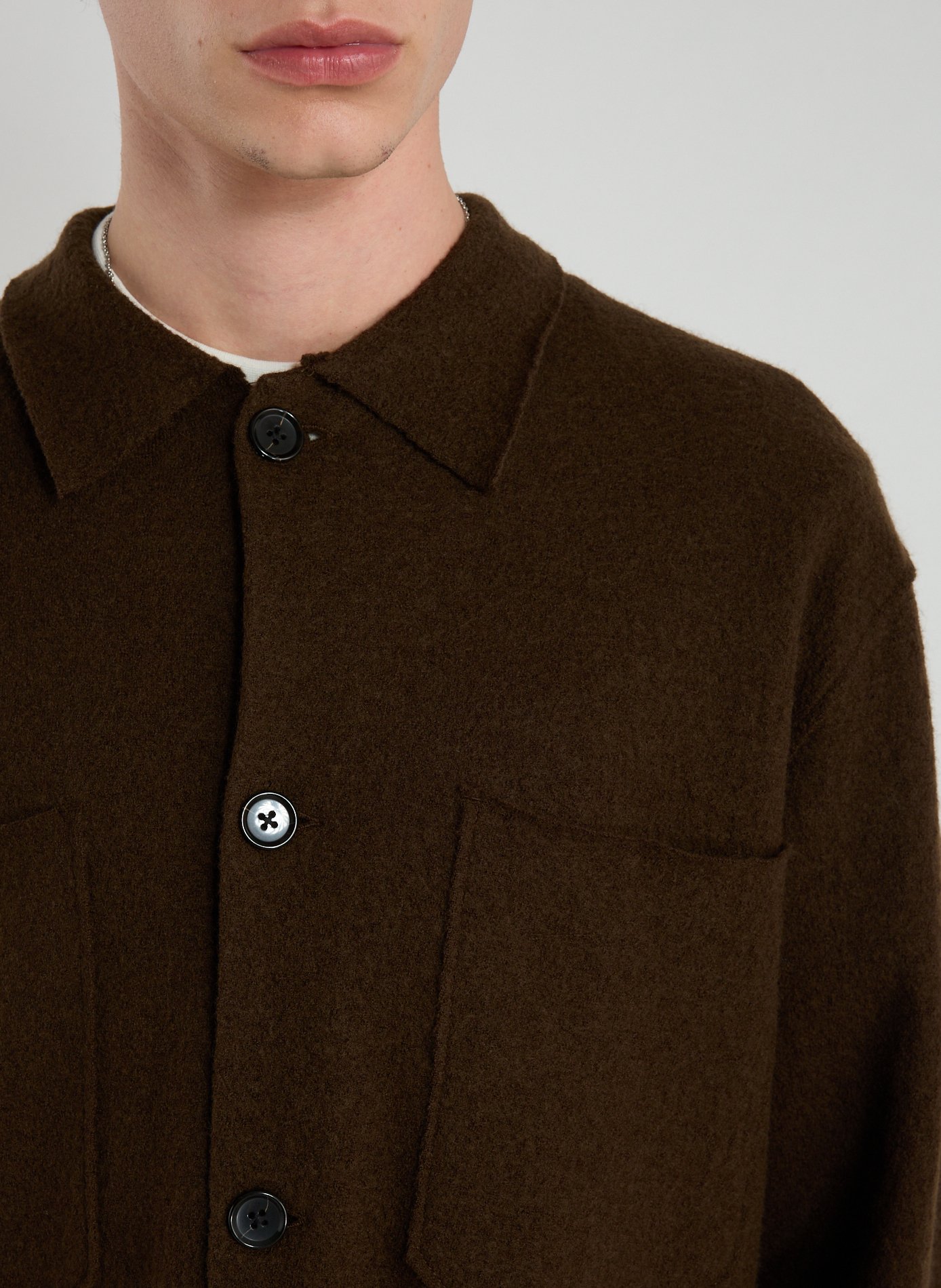 Straight merino wool overshirt NN.07 Brown