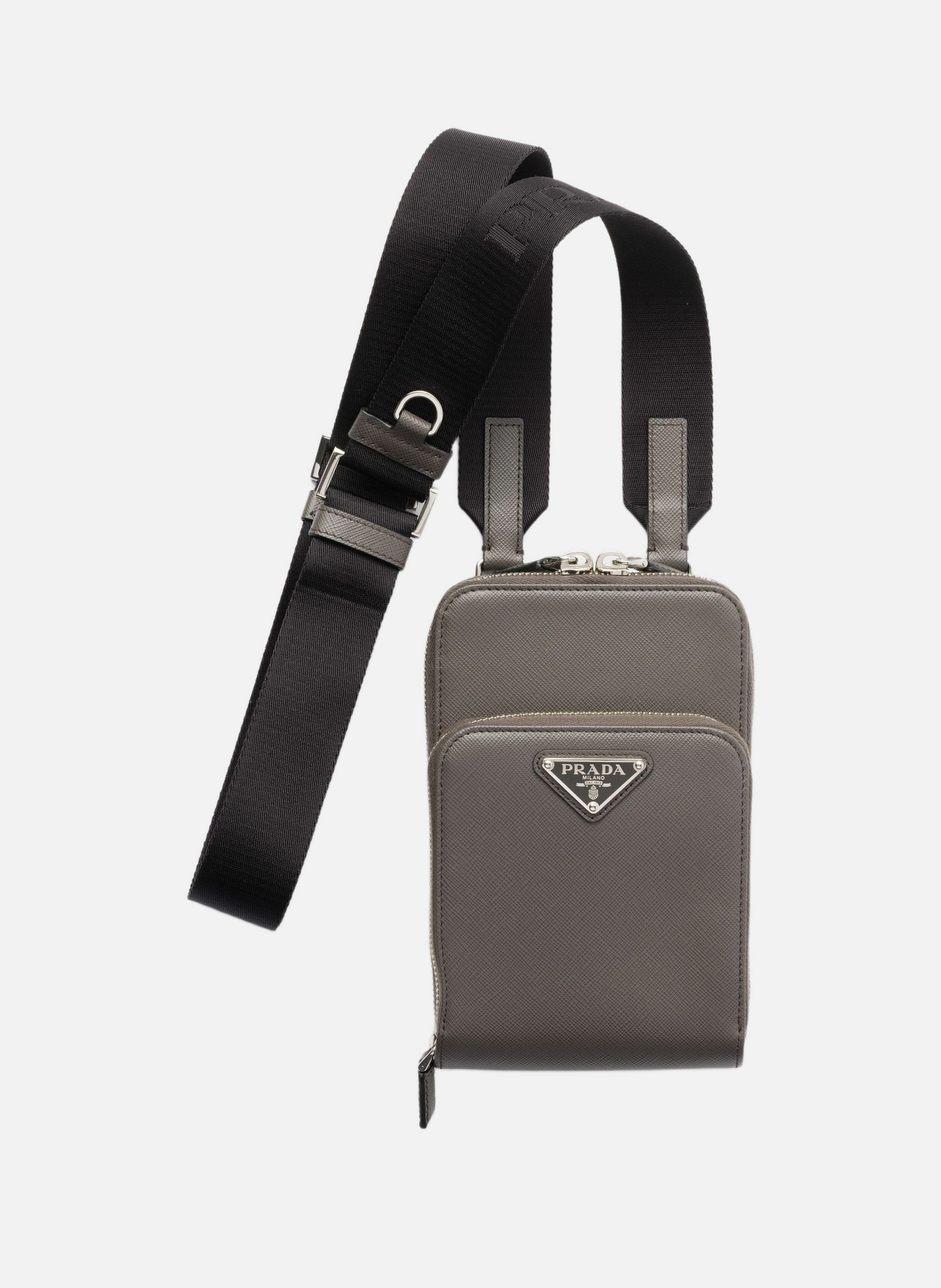 Étui pour smartphone en cuir saffiano PRADA Gris