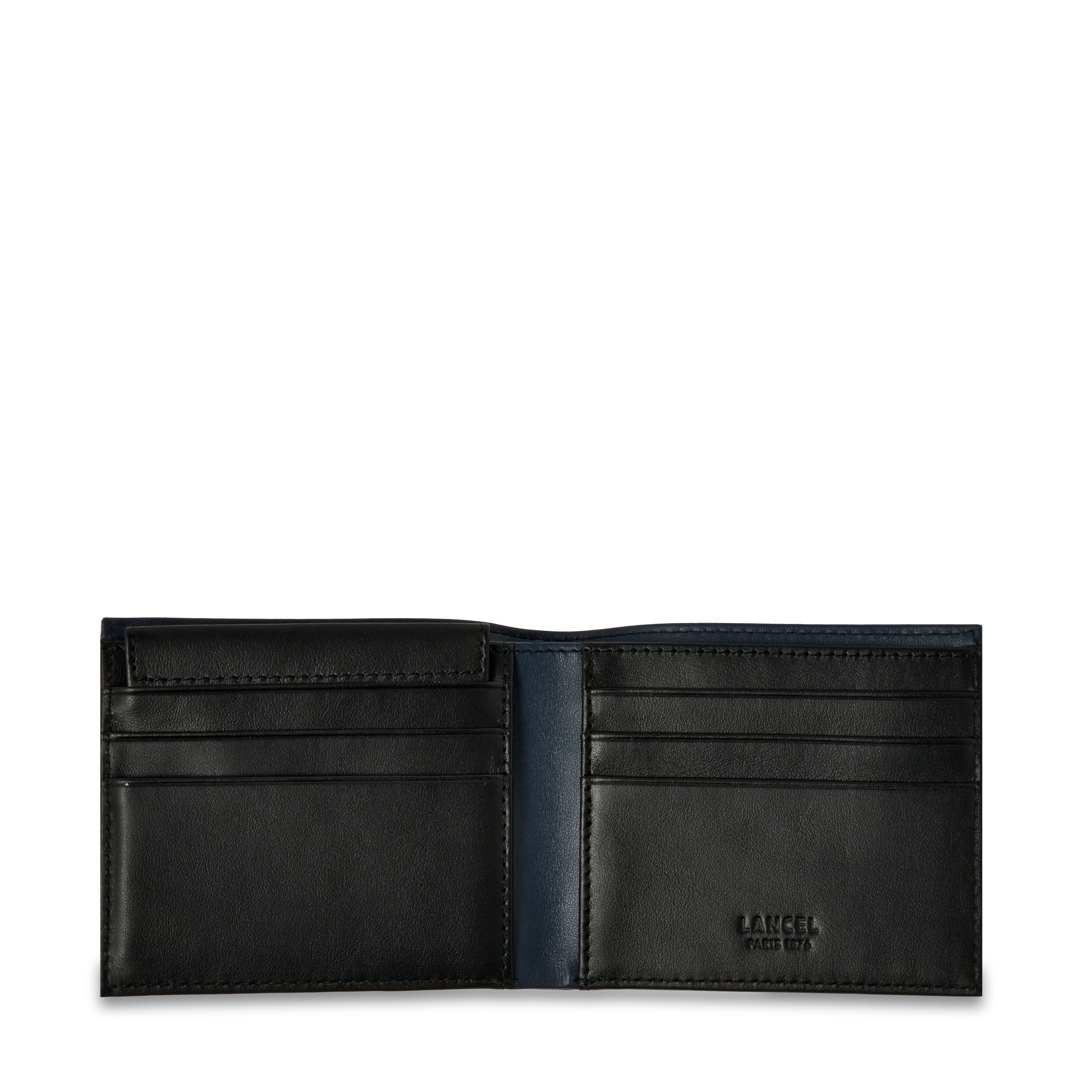 Portefeuille avec porte-cartes amovible léon de lancel en cuir LANCEL Bleu