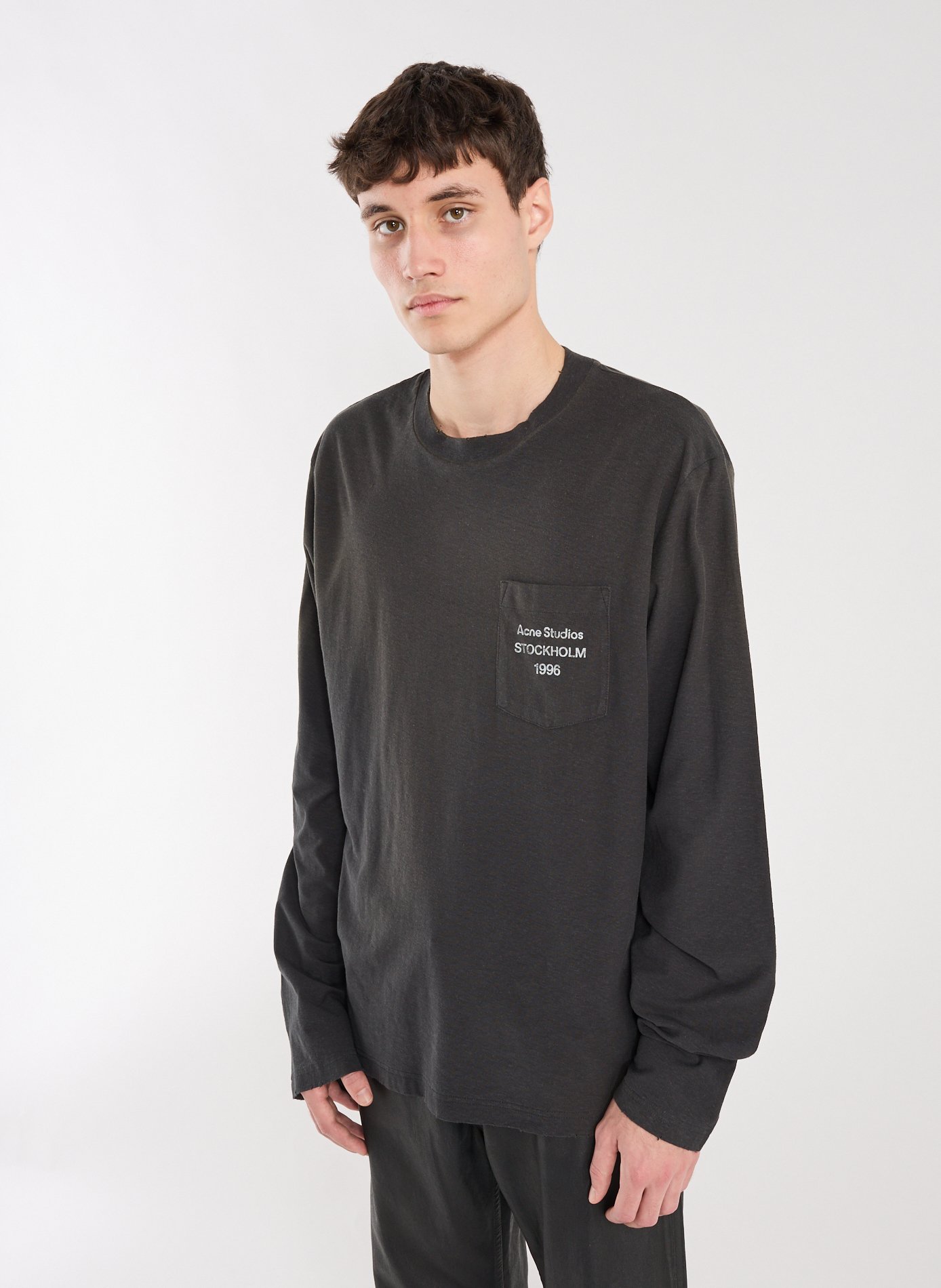 T-shirt manches longues en coton ACNE STUDIOS Noir