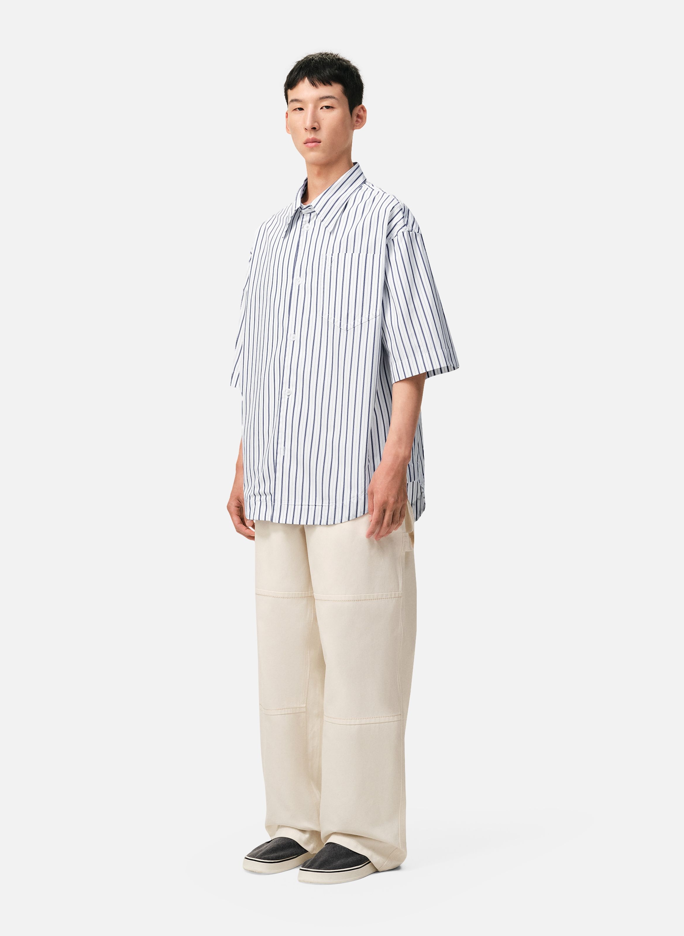 Chemise rayée manches longues ami de coeur unisexe en coton AMI PARIS Blanc