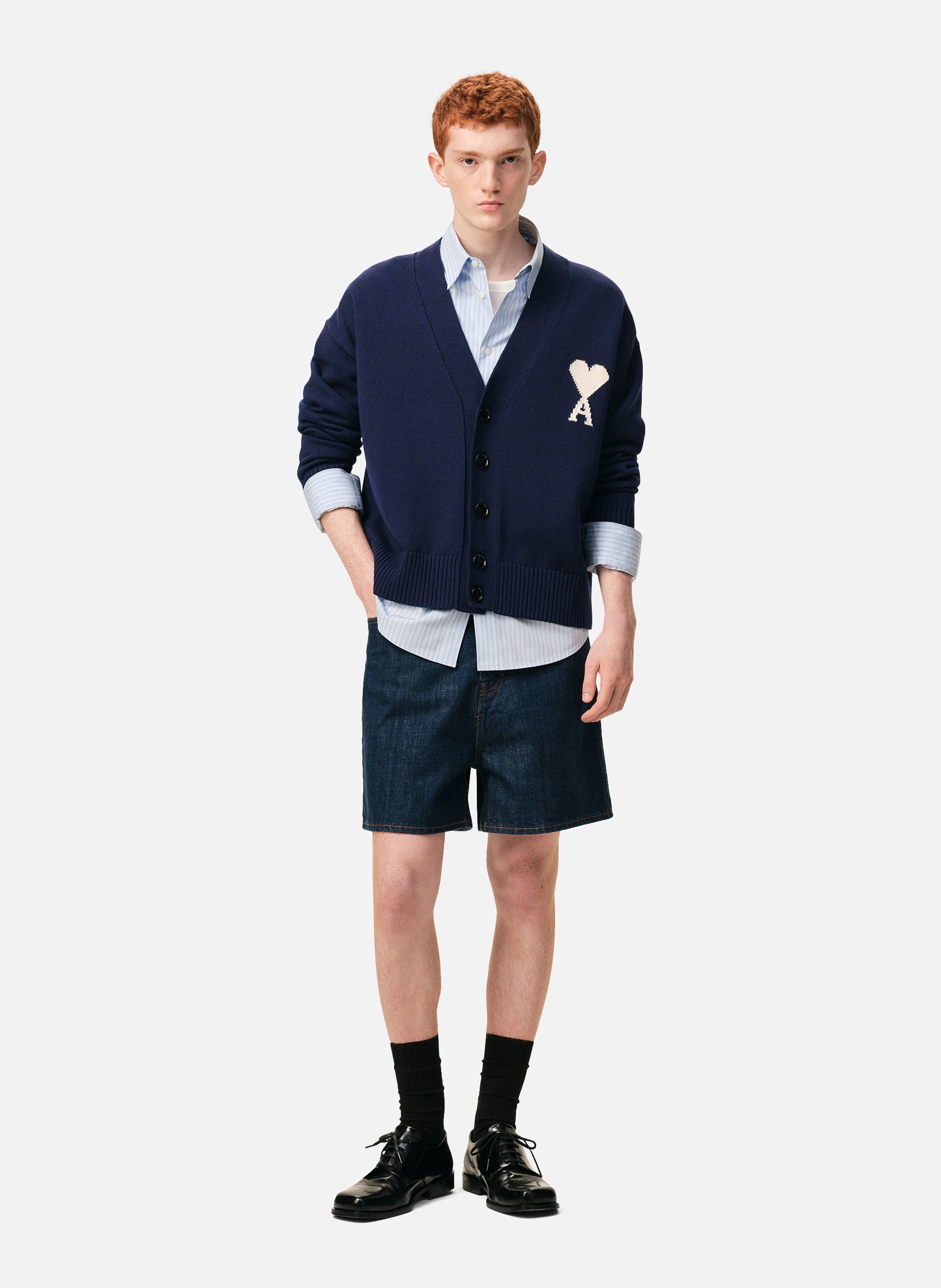 Cardigan ami de coeur en laine unisexe AMI PARIS Bleu