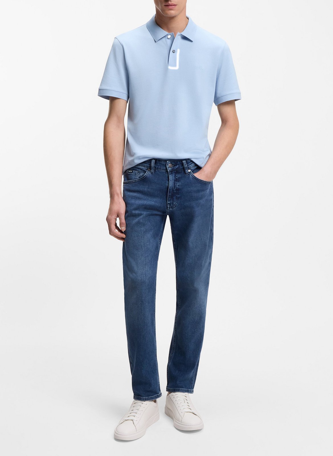 Baskets basses unies en cuir BOSS Blanc