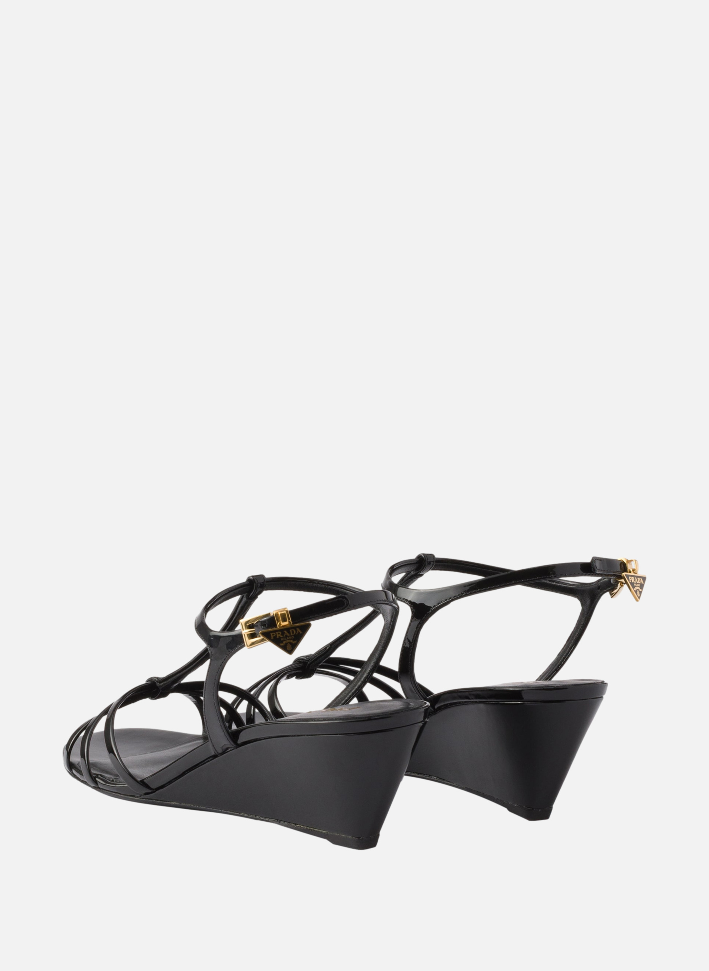 Sandales en cuir verni PRADA Noir