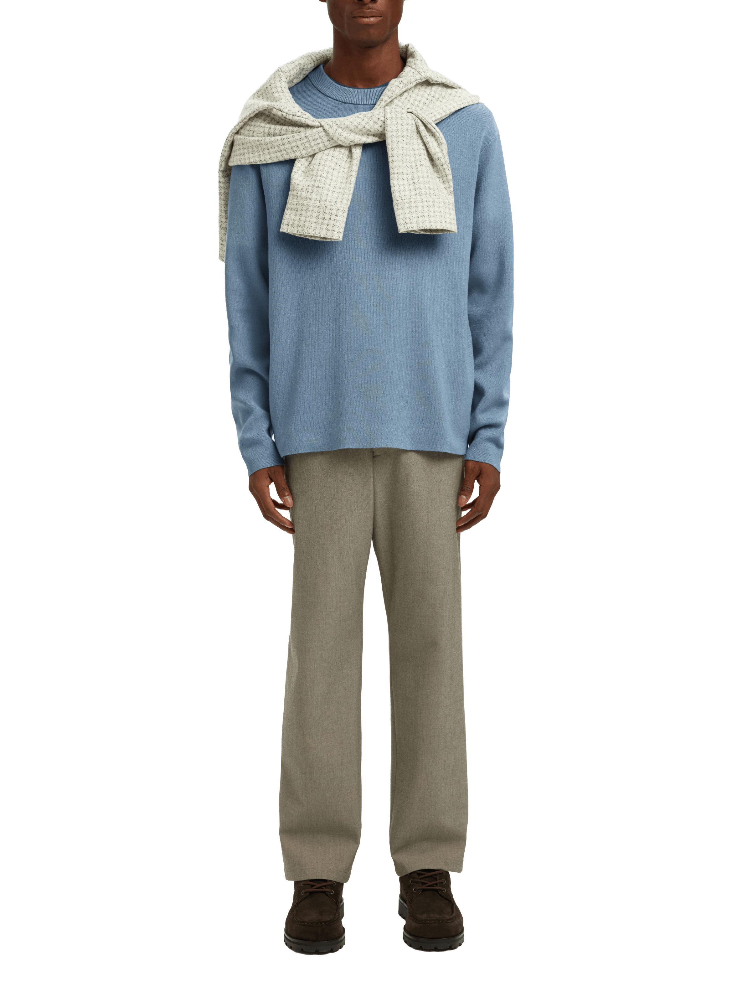 Pull droit à col côtelé SELECTED Bleu