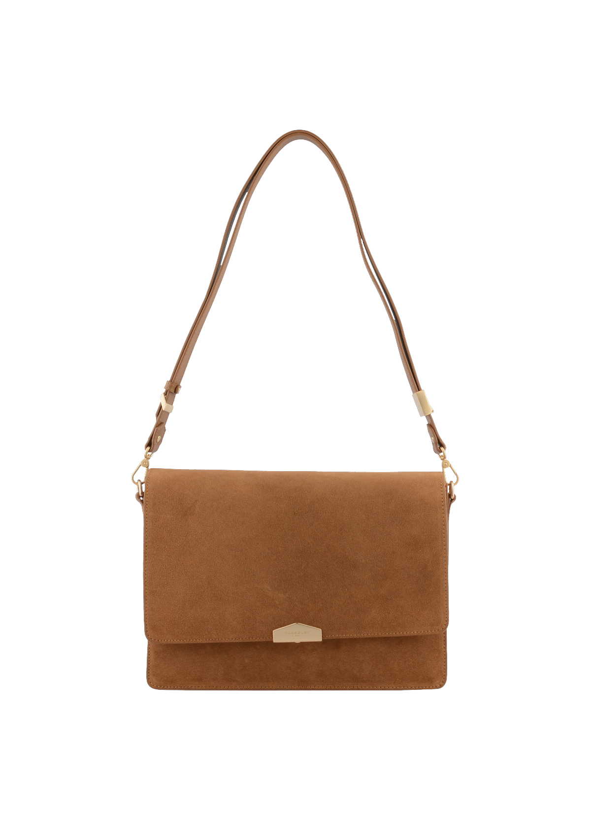 Anjou Daim | Sac porté épaule MM en suede / cuir  Camel