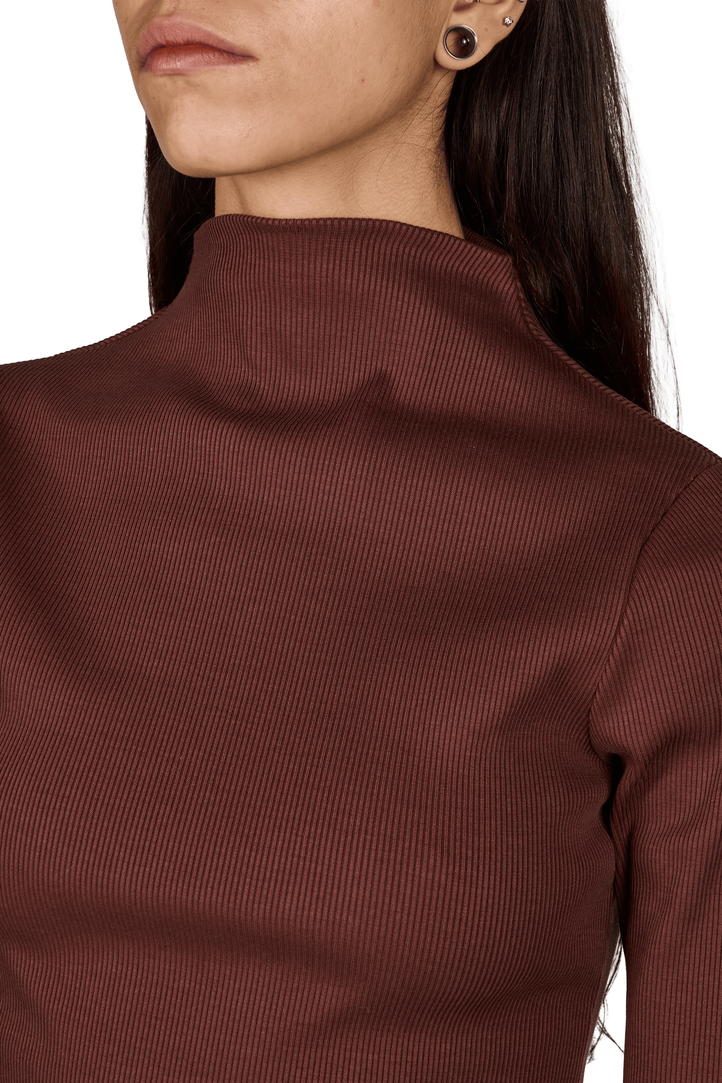 Top col montant à manches bouffantes en coton mélangé MARQUES ALMEIDA Marron