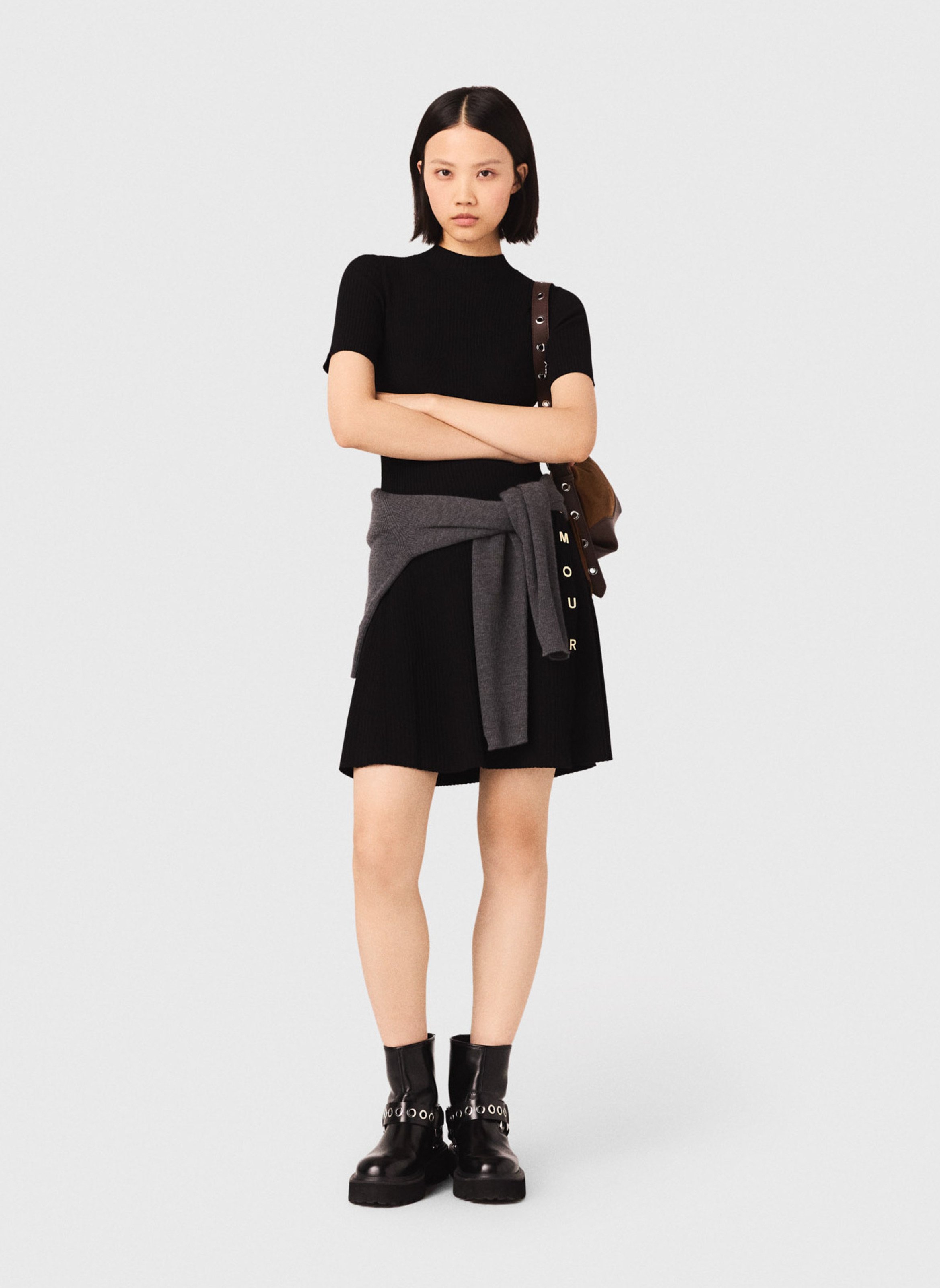 Robe courte col montant MAJE Noir