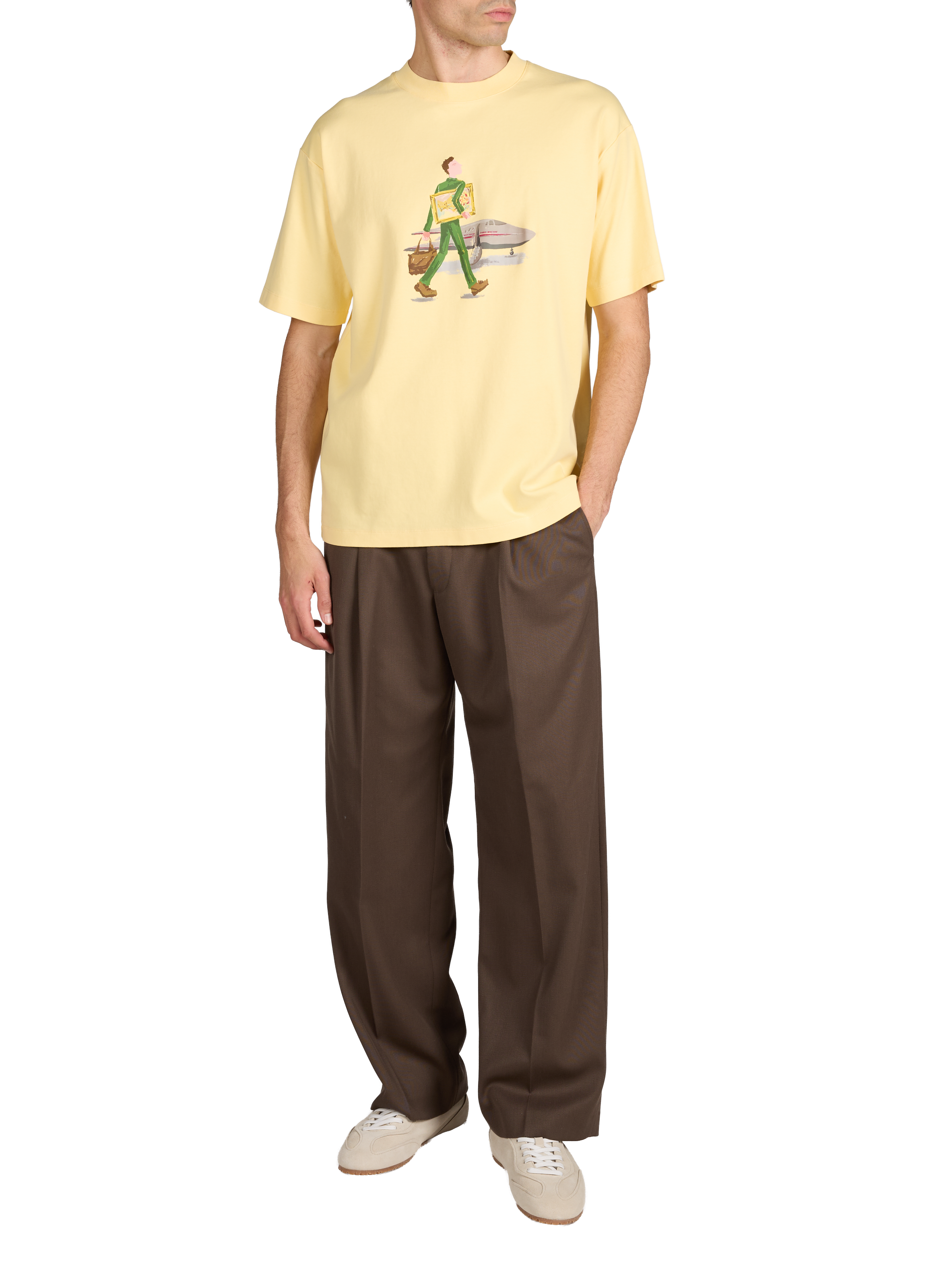 T-shirt imprimé à col rond en coton DROLE DE MONSIEUR Jaune