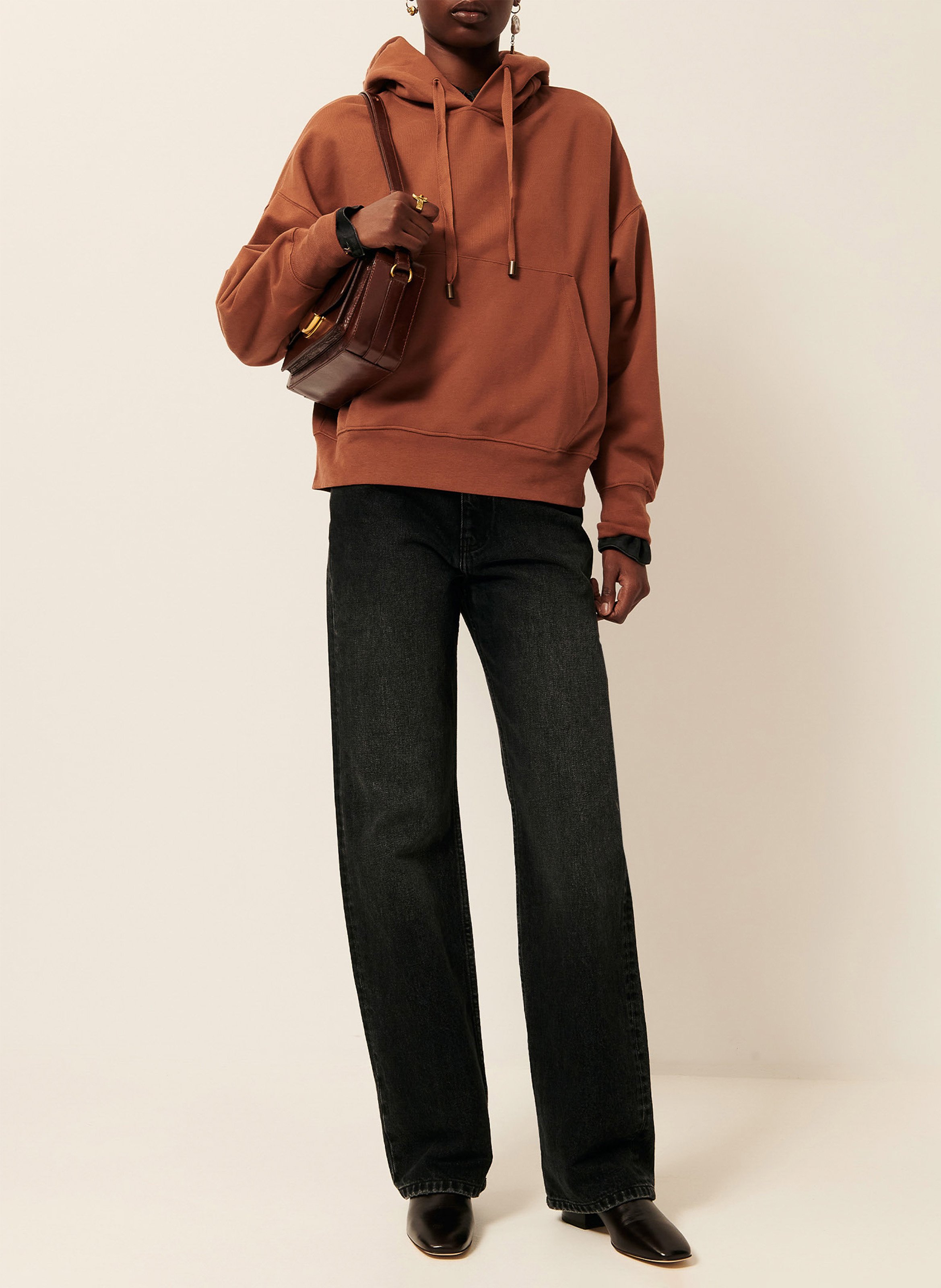 Sweat oversize à capuche en coton hoodie SESSUN Marron