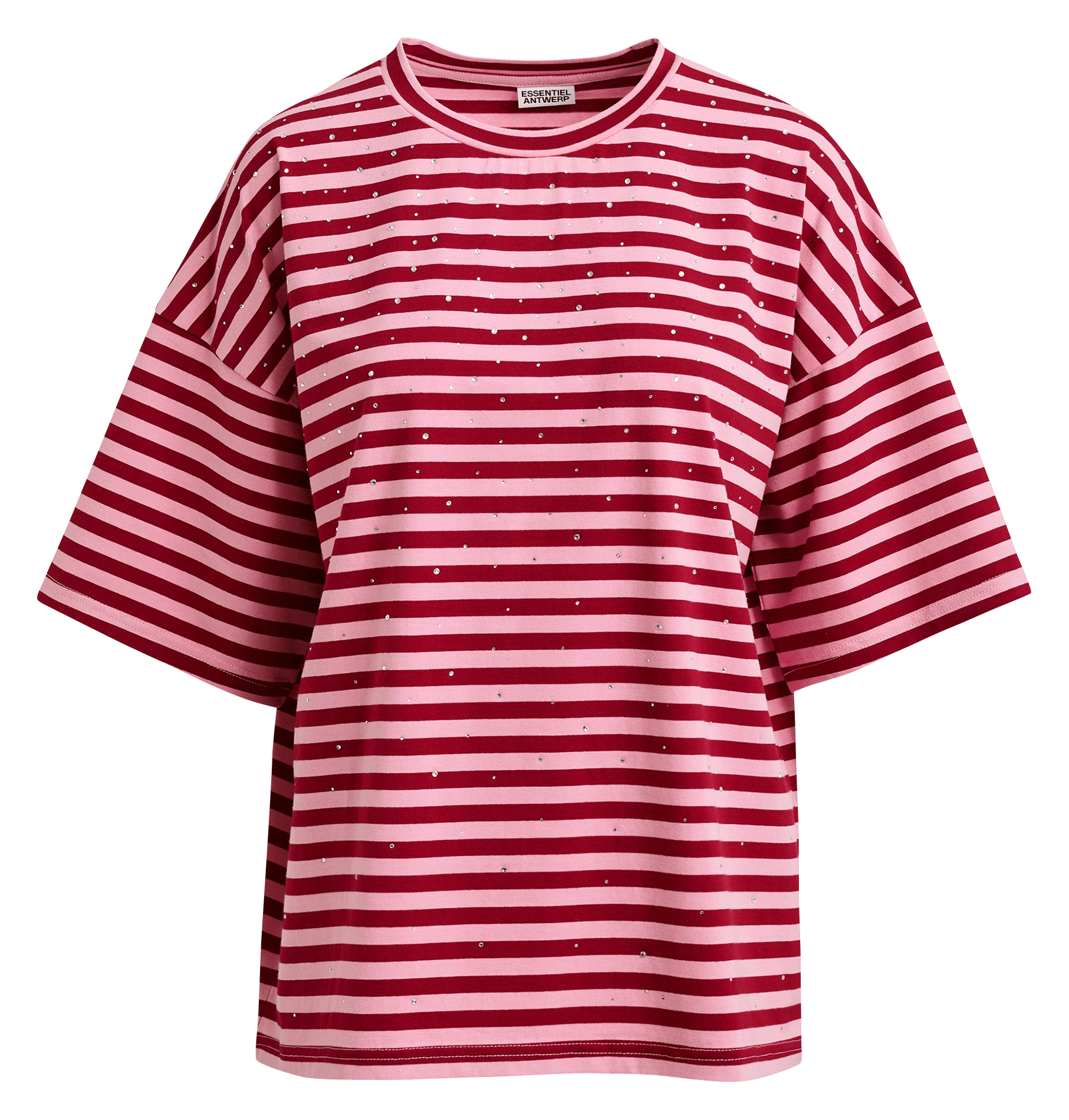 Tee-shirt oversize rayé à strass Joste ESSENTIEL ANTWERP Rouge