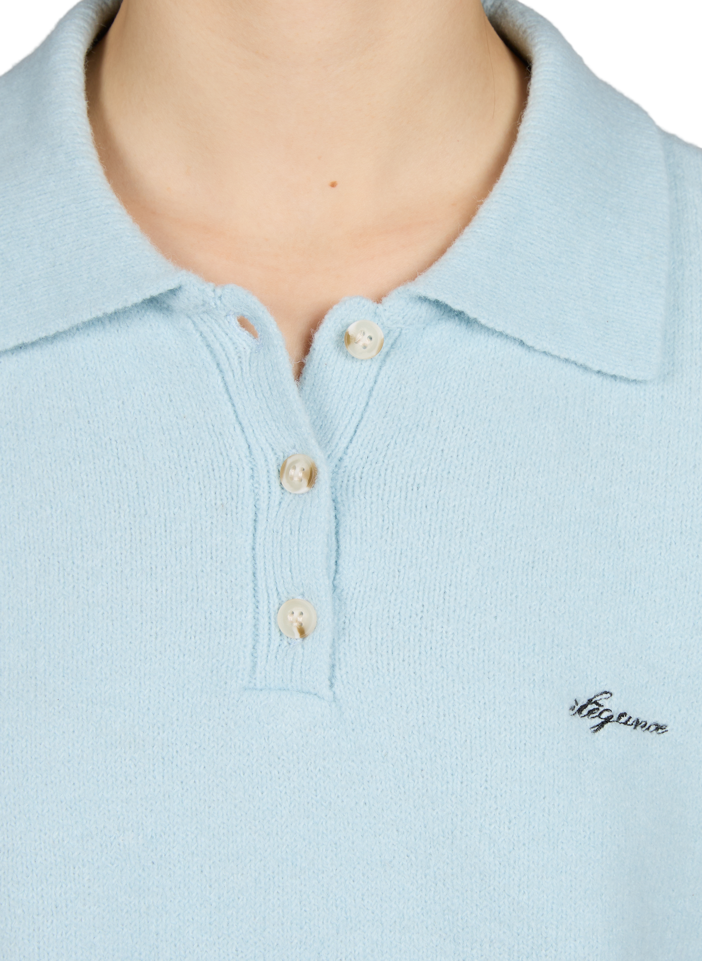 Textured Polo in Blended Cotton OBJECT Blue