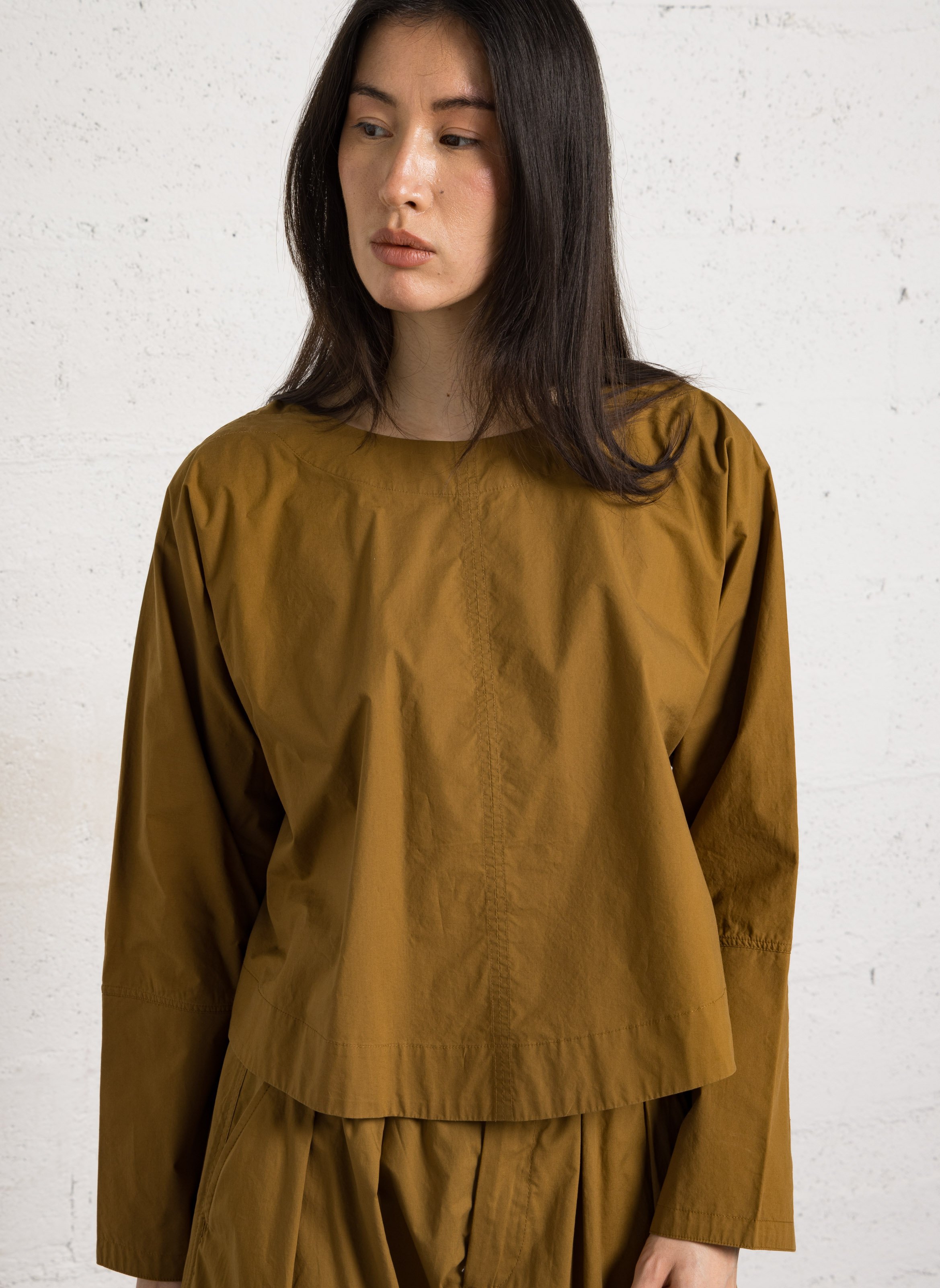 Blouse oversize col rond en coton armand SOEUR Marron