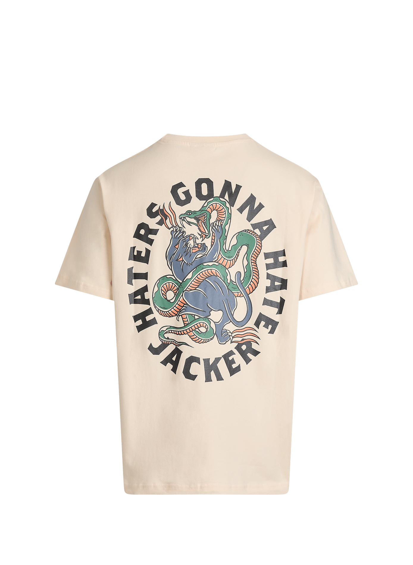 Biker-style cotton t-shirt JACKER. Beige