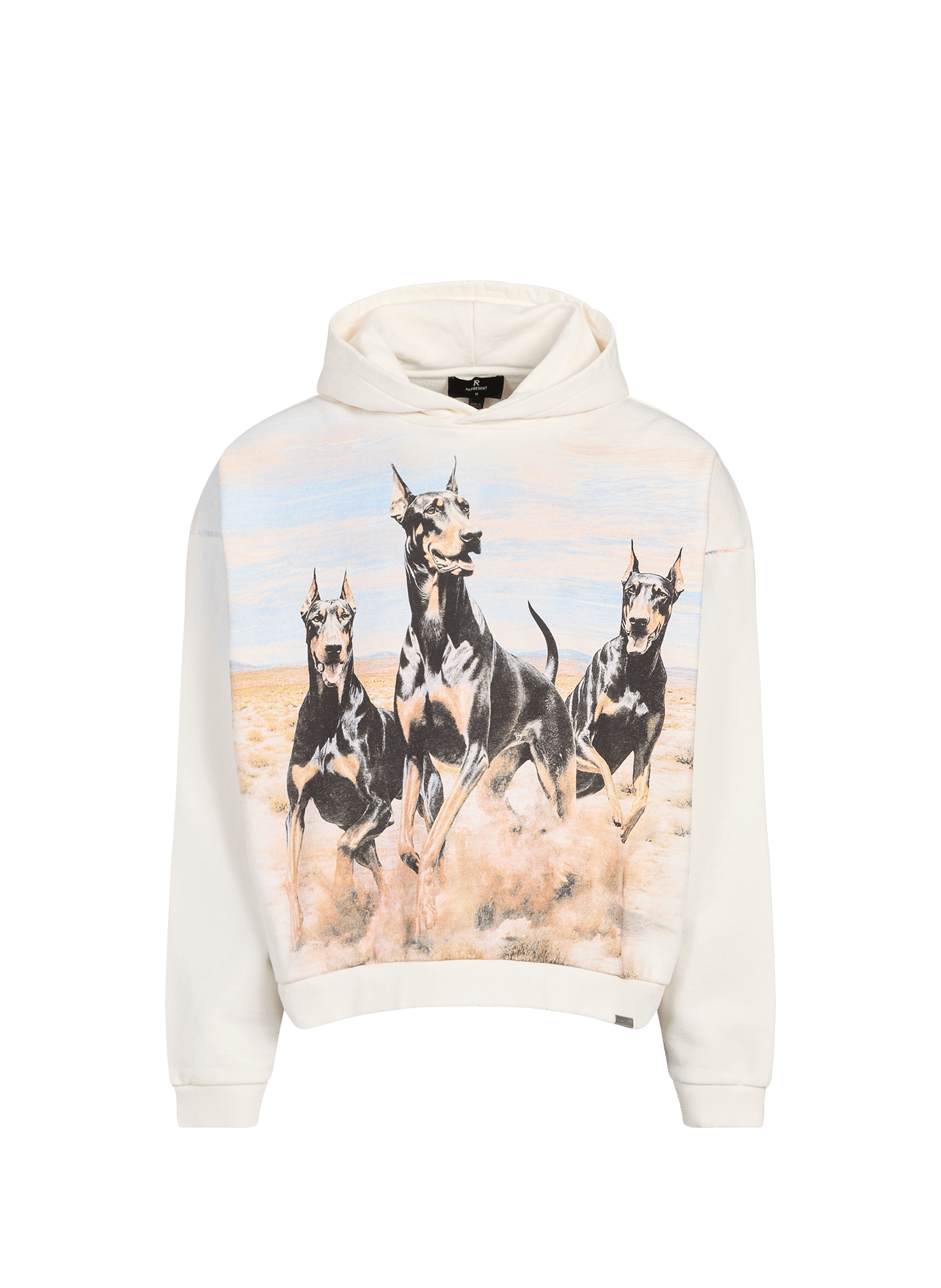 Sweat à capuche imprimé chiens en coton REPRESENT Blanc