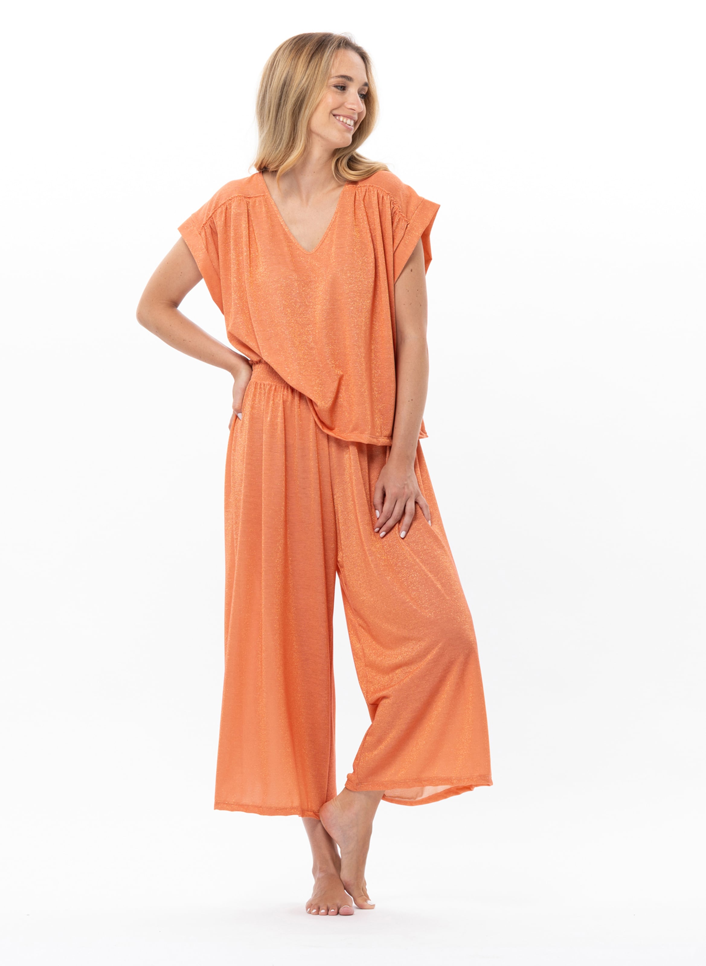 Pantalon en maille lurex coco 280 LE CHAT Orange