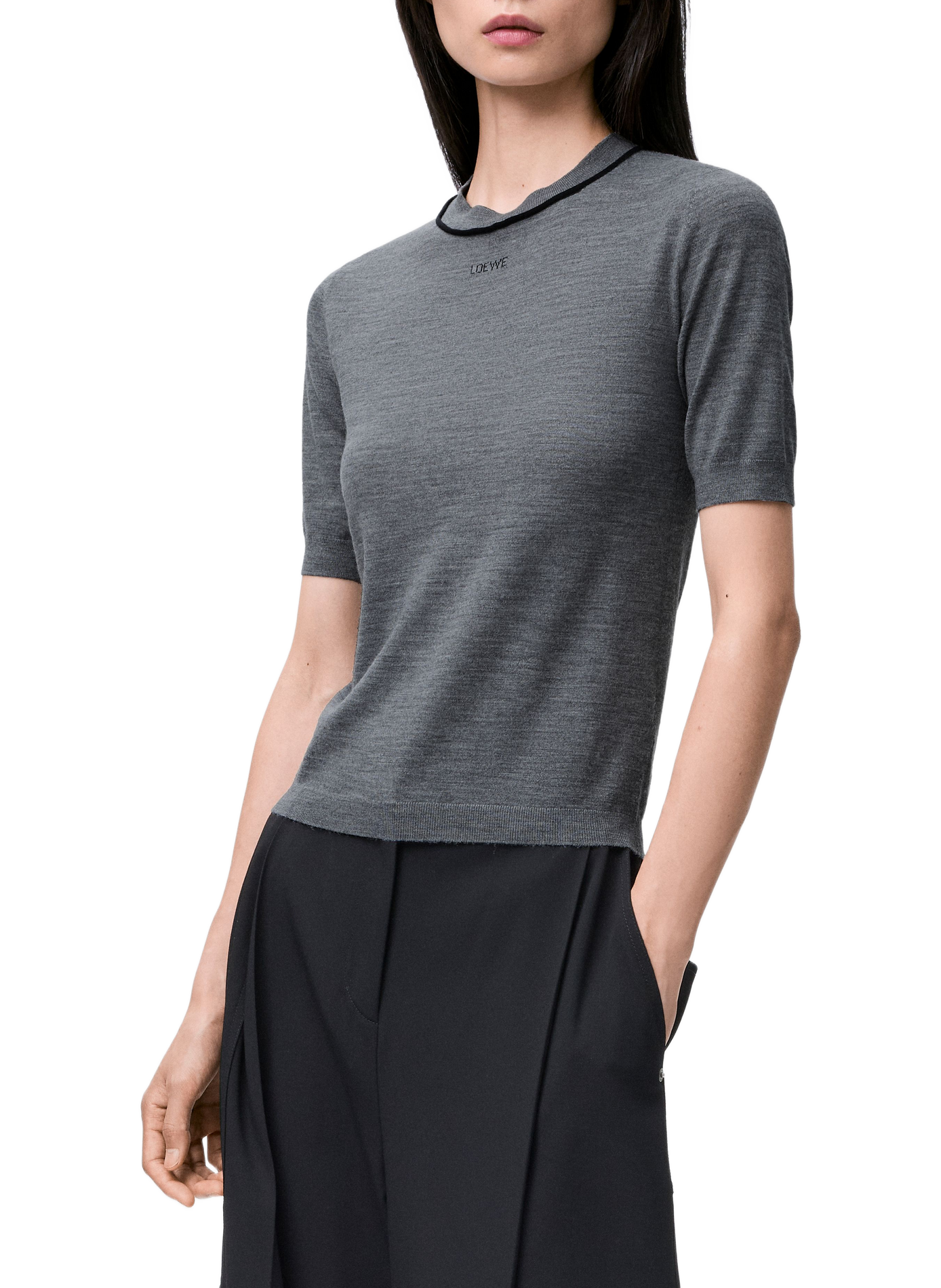 Short-sleeved wool sweater LOEWE Grey