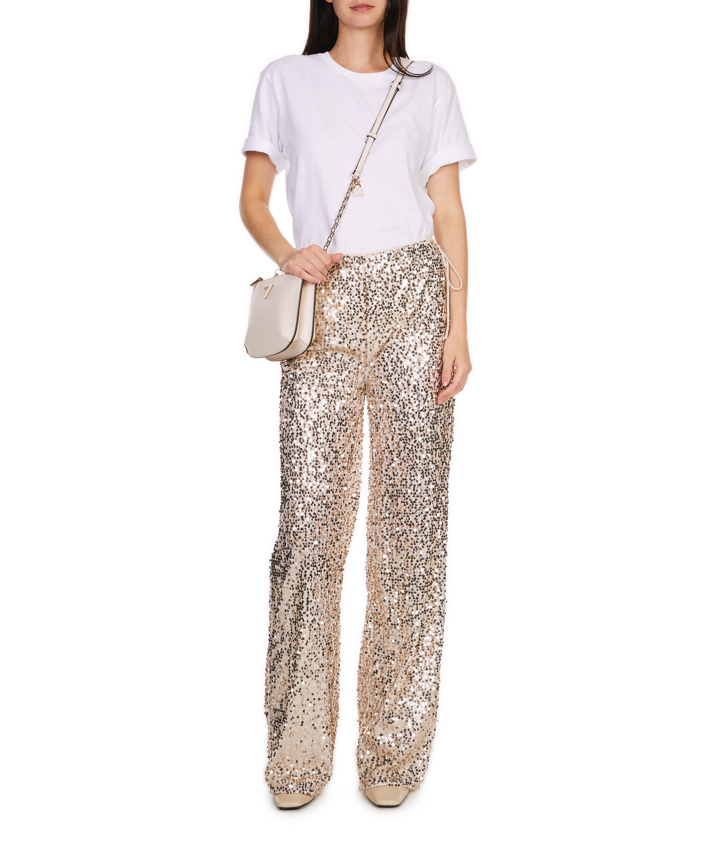Sequinned trousers ROTATE Golden