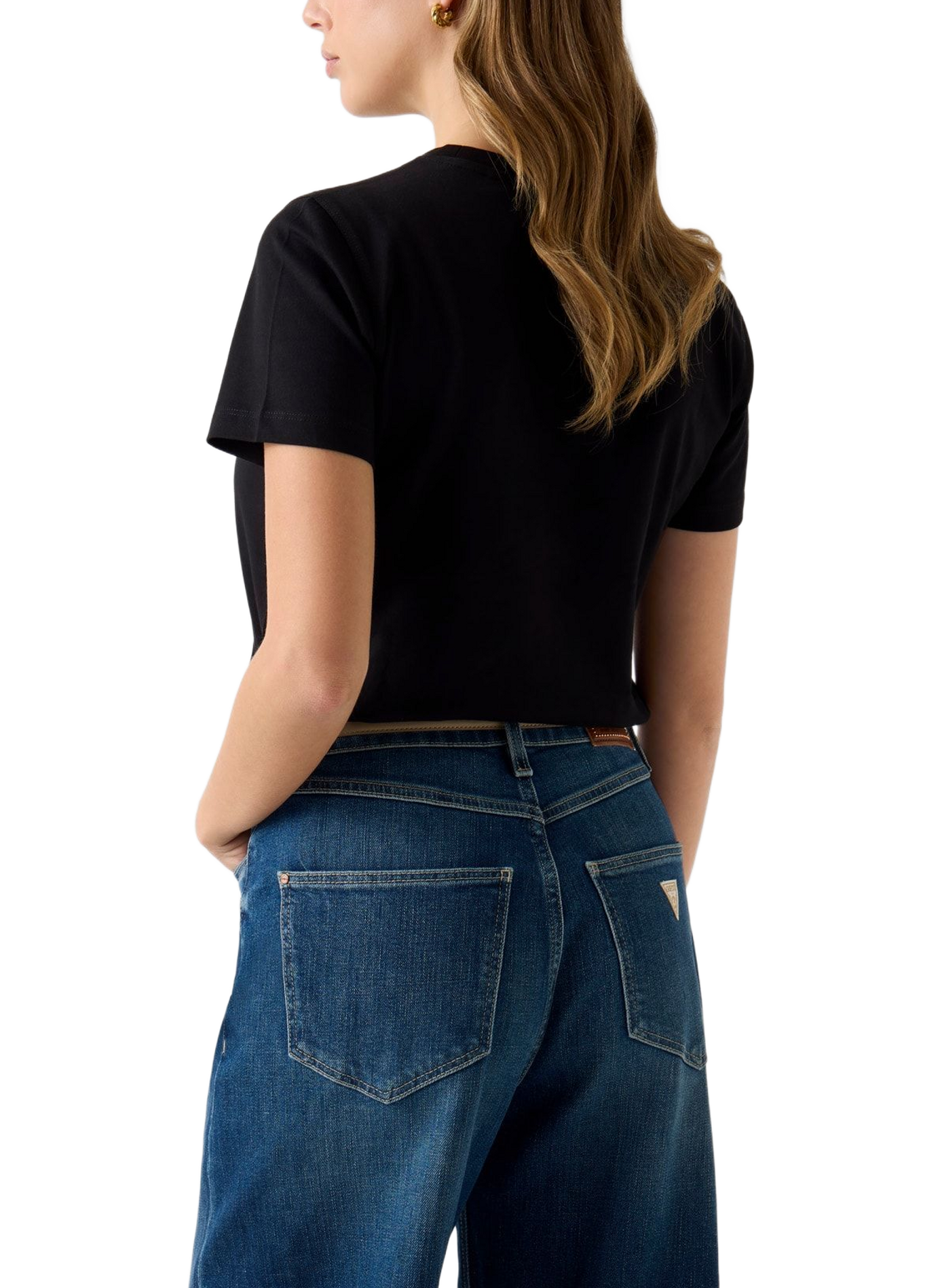 T-shirt à logo strass en coton  GUESS Noir