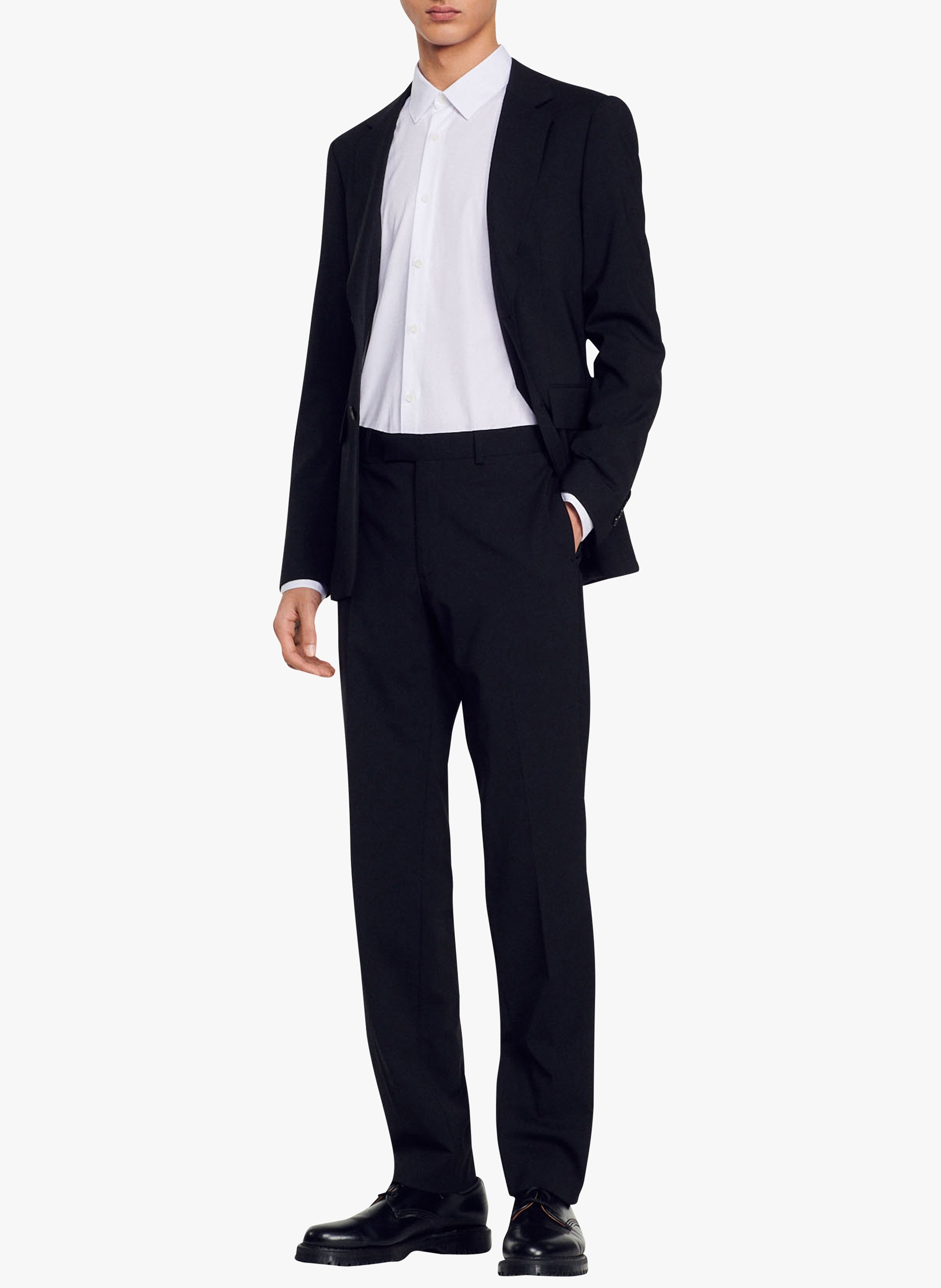 Pantalon de costume regular-fit en laine Noir