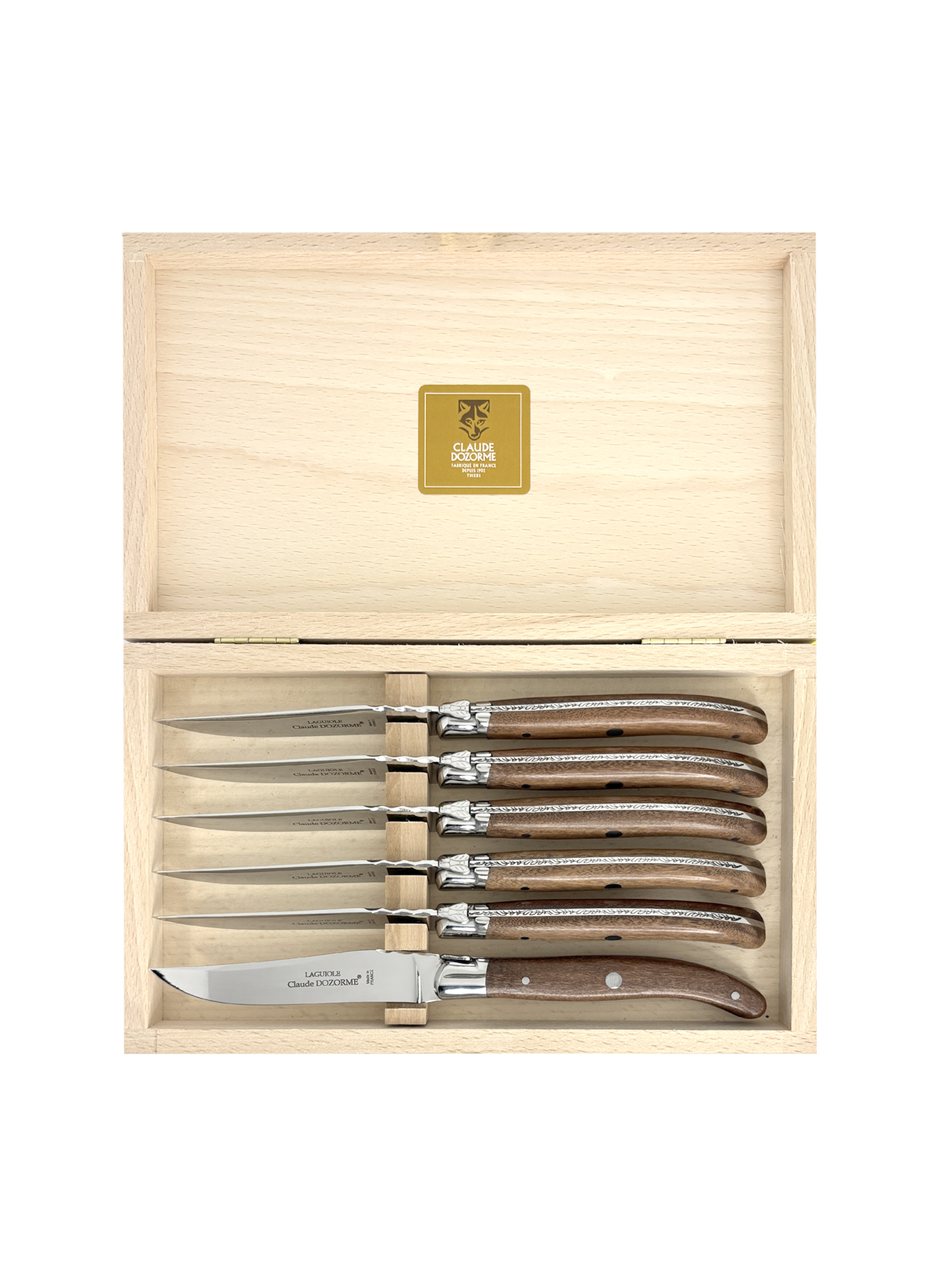 Set of 6 Laguiole knives DOZORME Brown