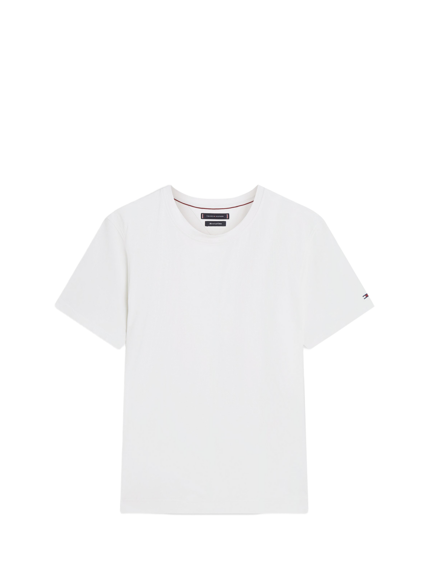 Einfarbiges T-Shirt mit Rundhalsausschnitt aus Baumwolle. TOMMY HILFIGER Weiss