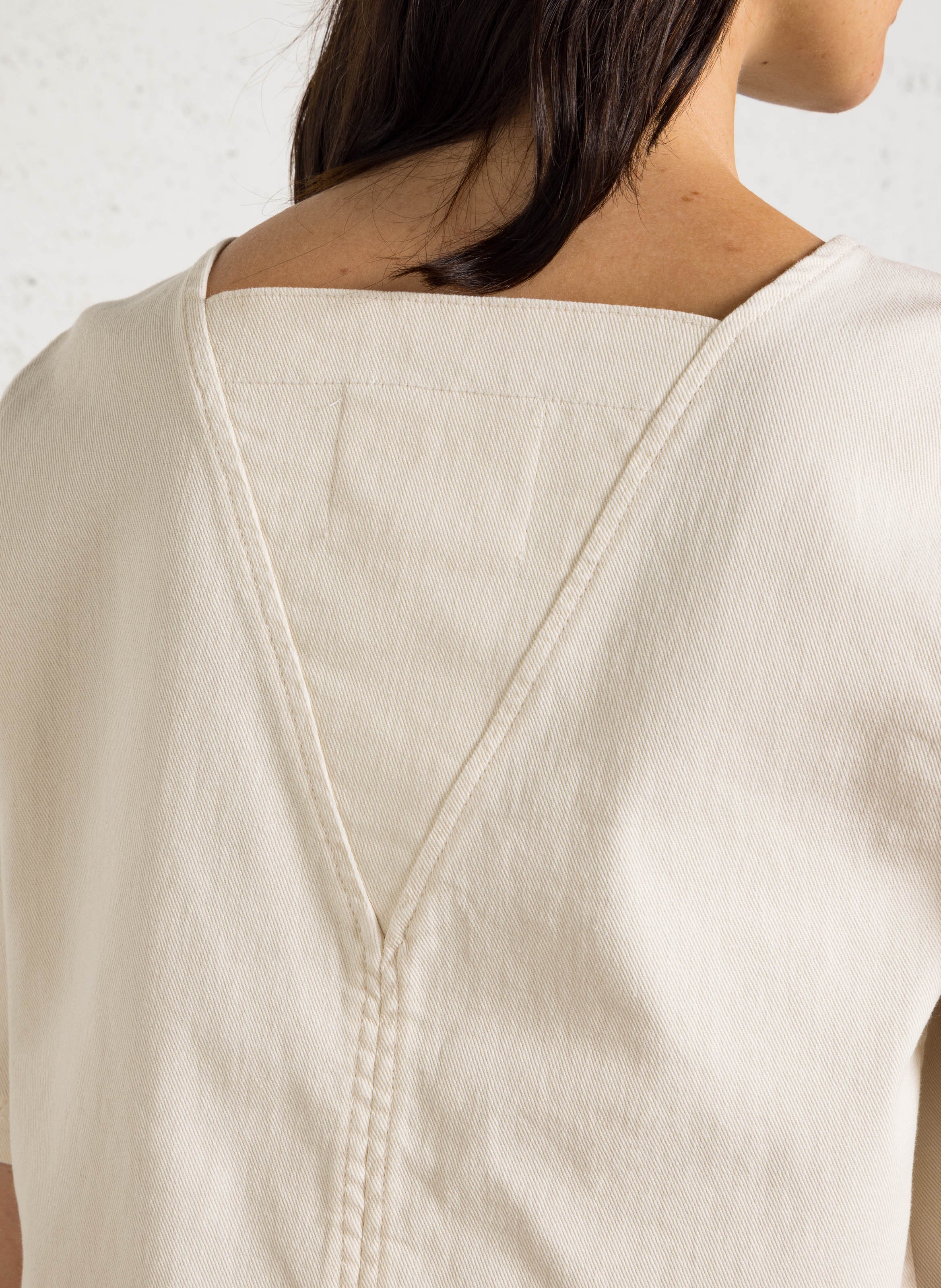 Robe courte col rond en coton mélangé balsa MAISON 123 Beige