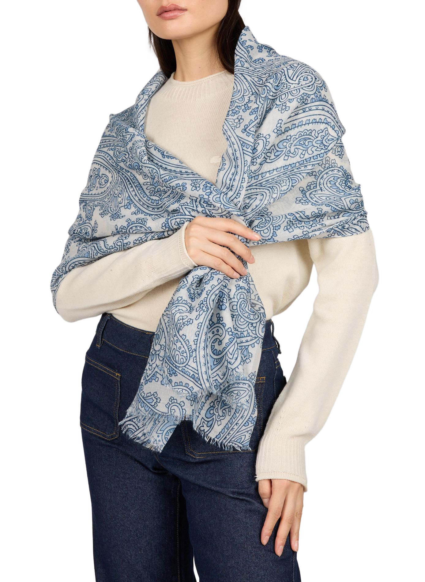 Bedruckter Schal AU PRINTEMPS PARIS Blau