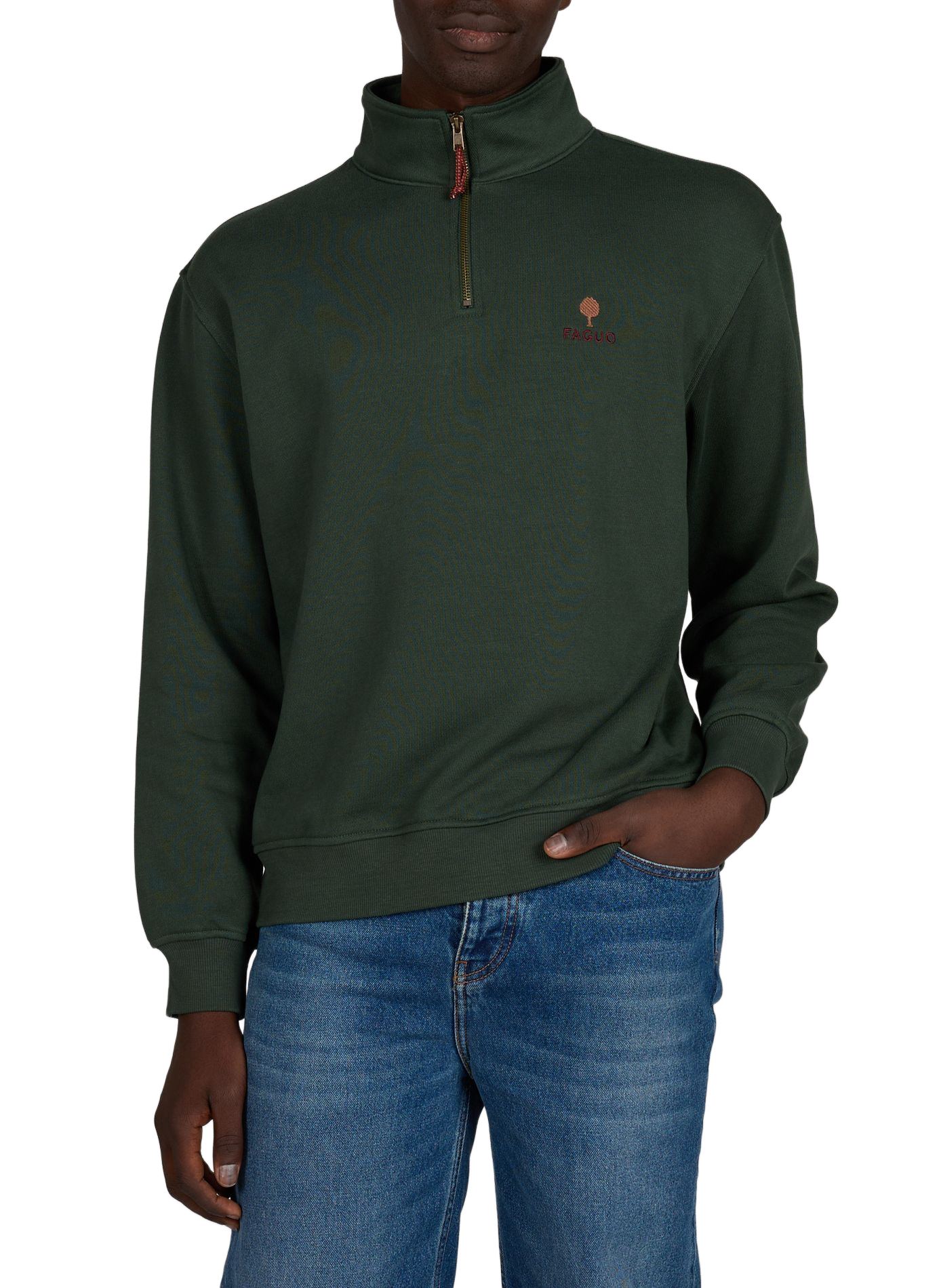 Sweatshirt droit à col montant en coton mélangé FAGUO Vert