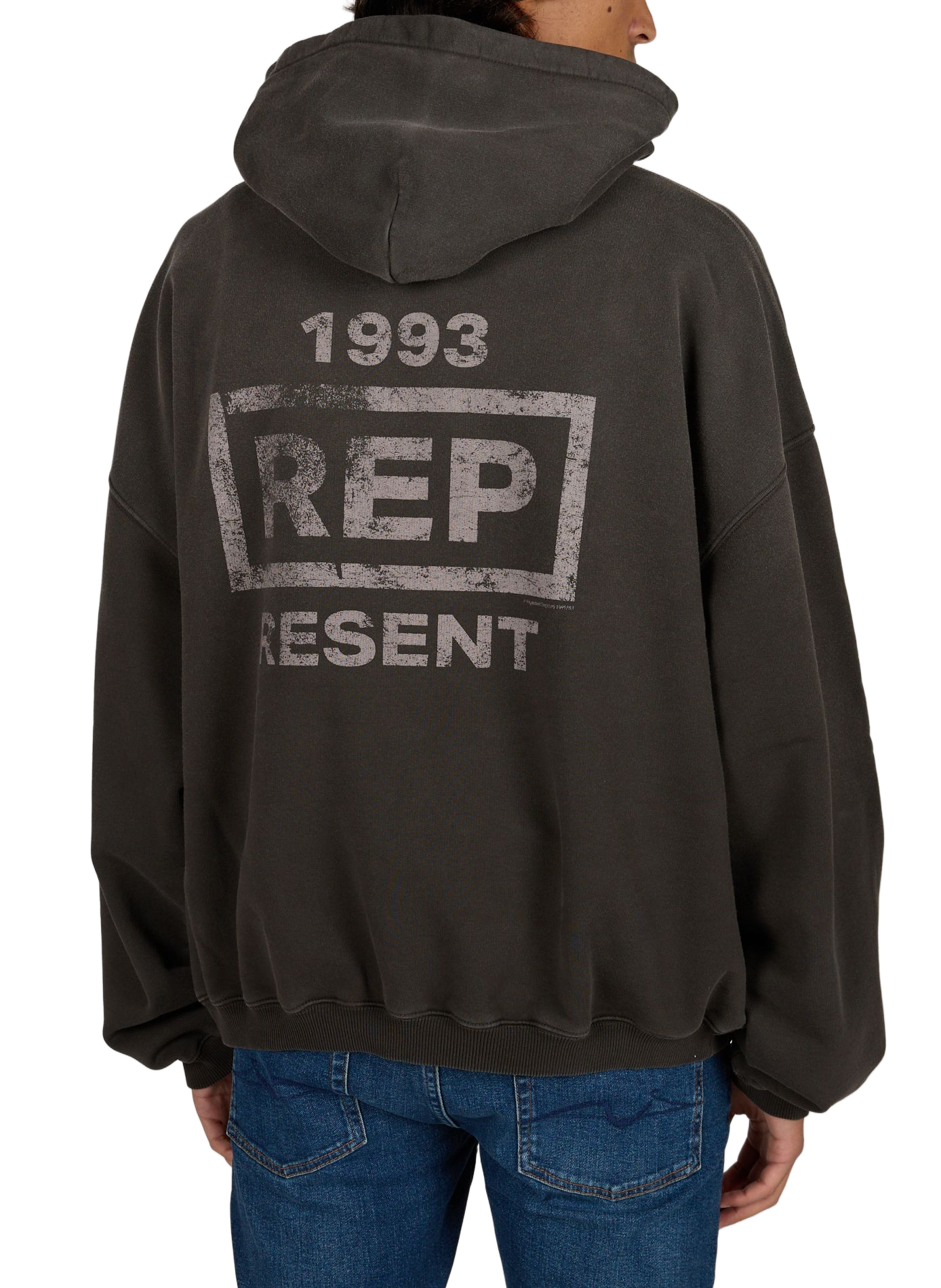 Weites Kapuzensweatshirt aus Baumwolle REPRESENT Grau