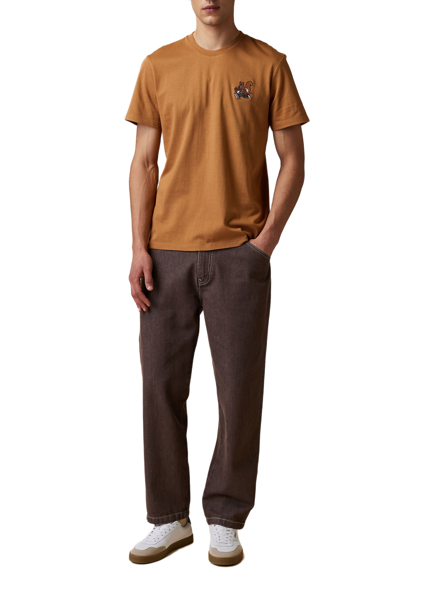 Geborduurd Arcy T-shirt van katoen FAGUO Bruin