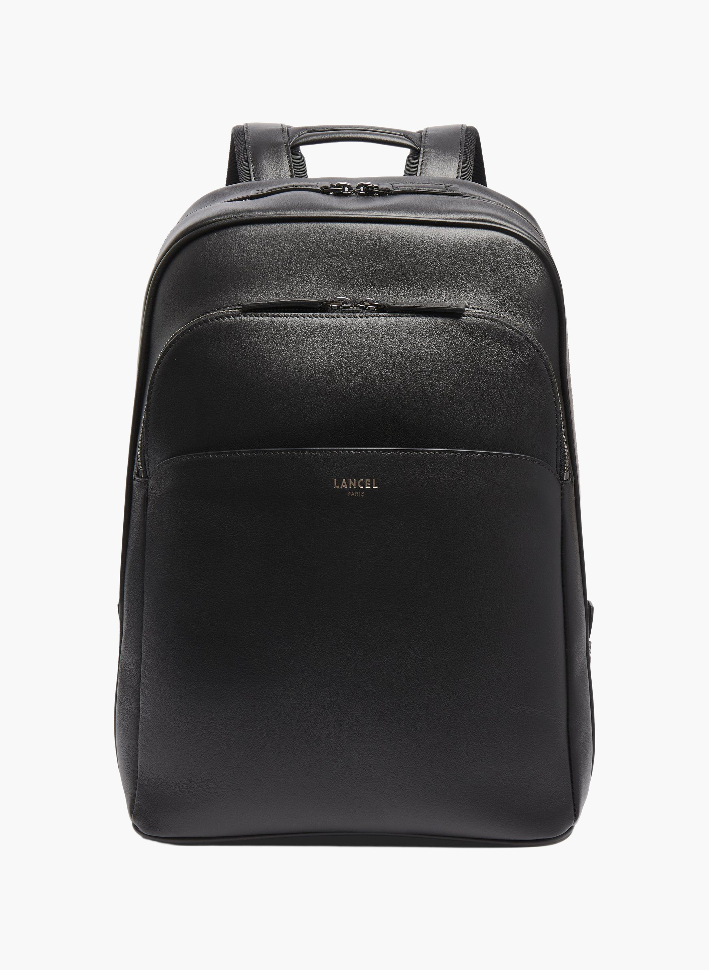 Edgard Lancel rugzak van leer voor 15,6 inch laptop met twee compartimenten met ritssluiting LANCEL Zwart