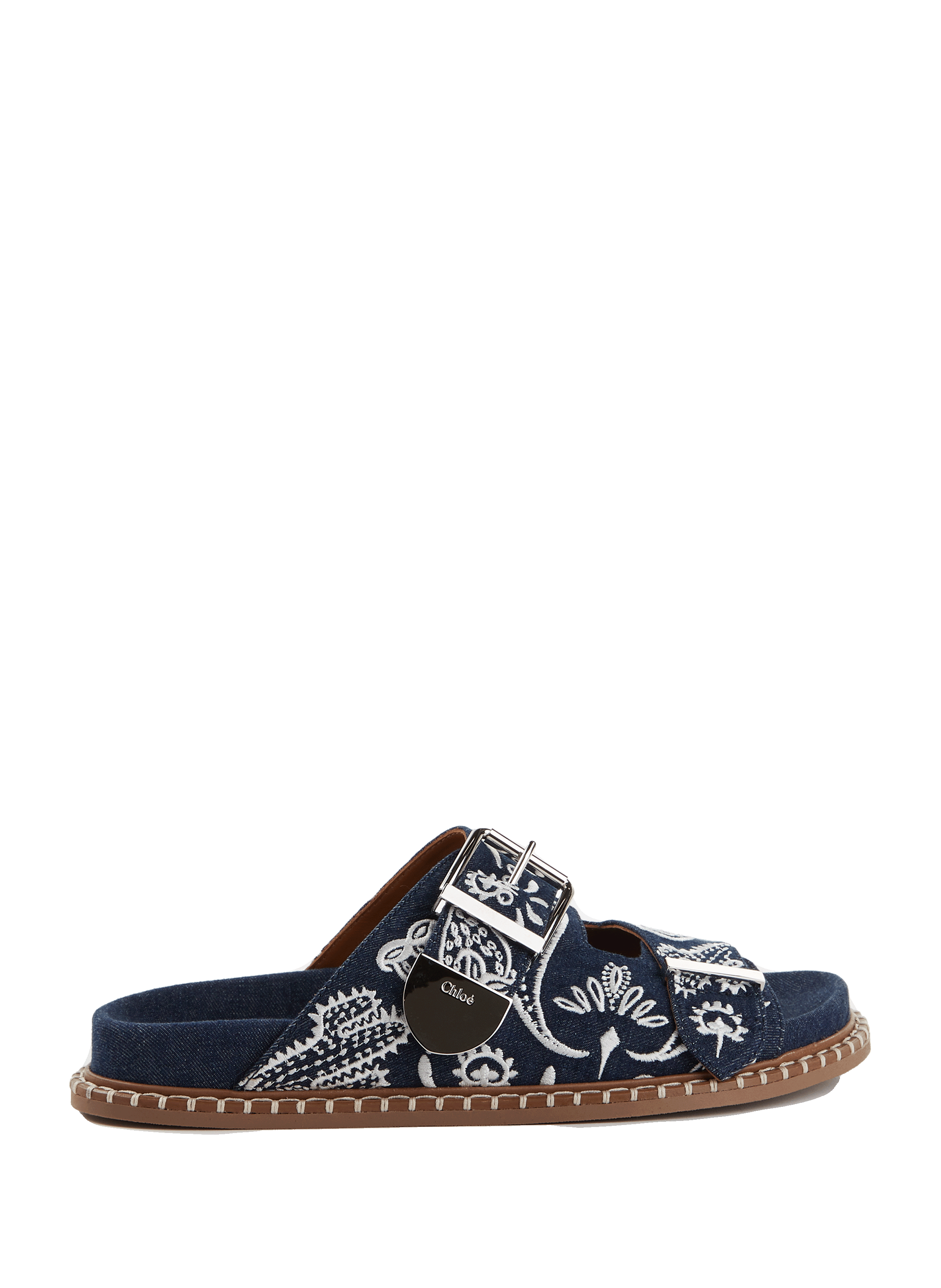 CHLOÉ Flat printed mules Blue