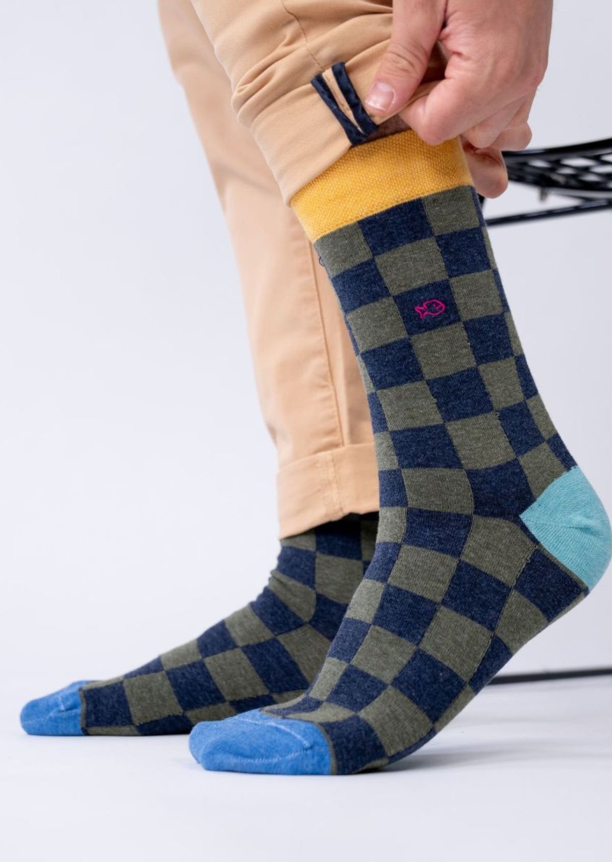 Chaussettes en coton peigné carreaux BILLYBELT Vert