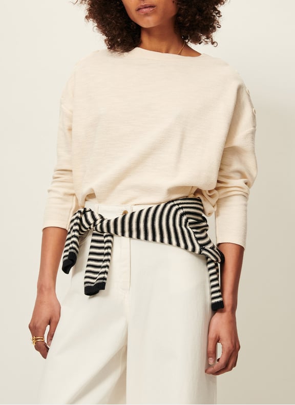Pull fin col rond en coton mélangé austin Beige by SESSUN SESSUN Pull fin col rond en coton mélangé austin Beige