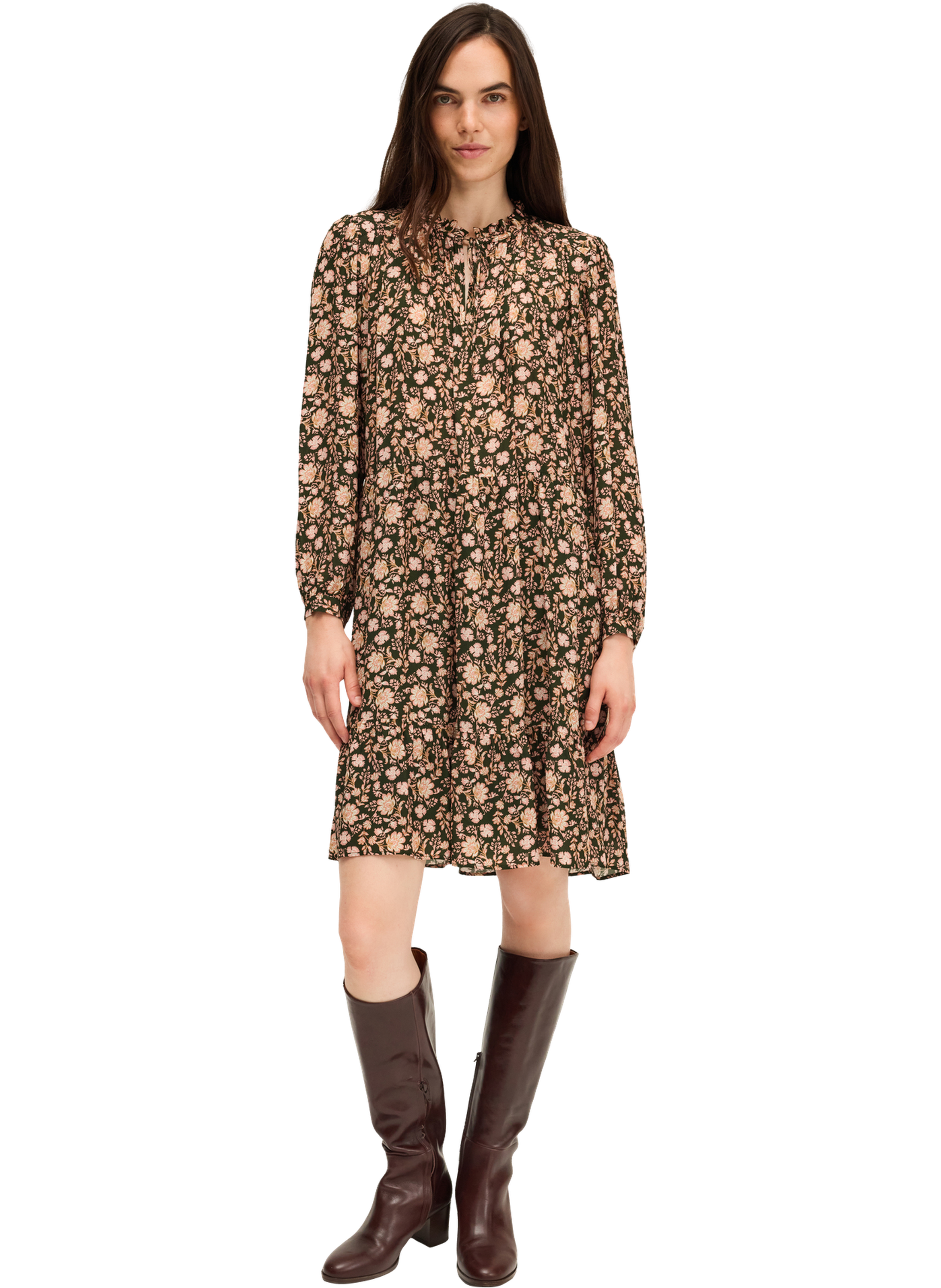 Robe courte fluide à fleurs - lina PABLO Vert