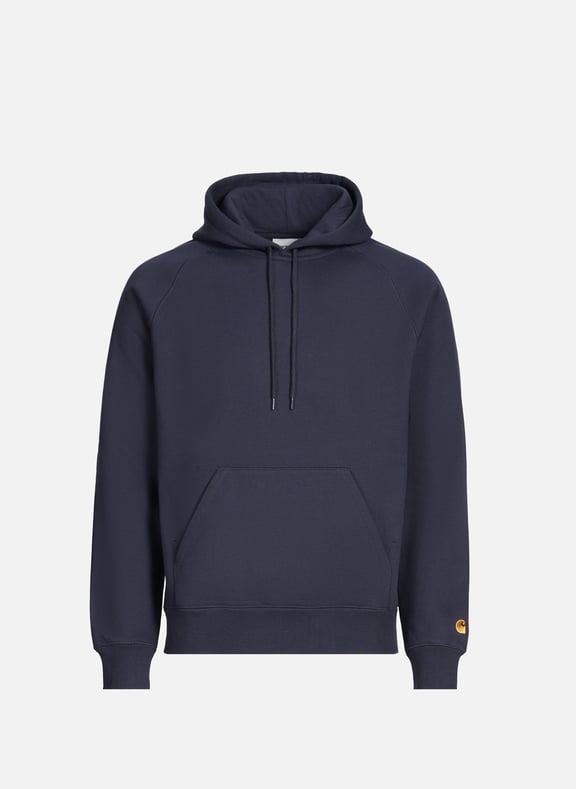 Solid color hooded sweatshirt in blended cotton. Blue by CARHARTT WIP CARHARTT WIP Solid color hooded sweatshirt in blended cotton. Blue