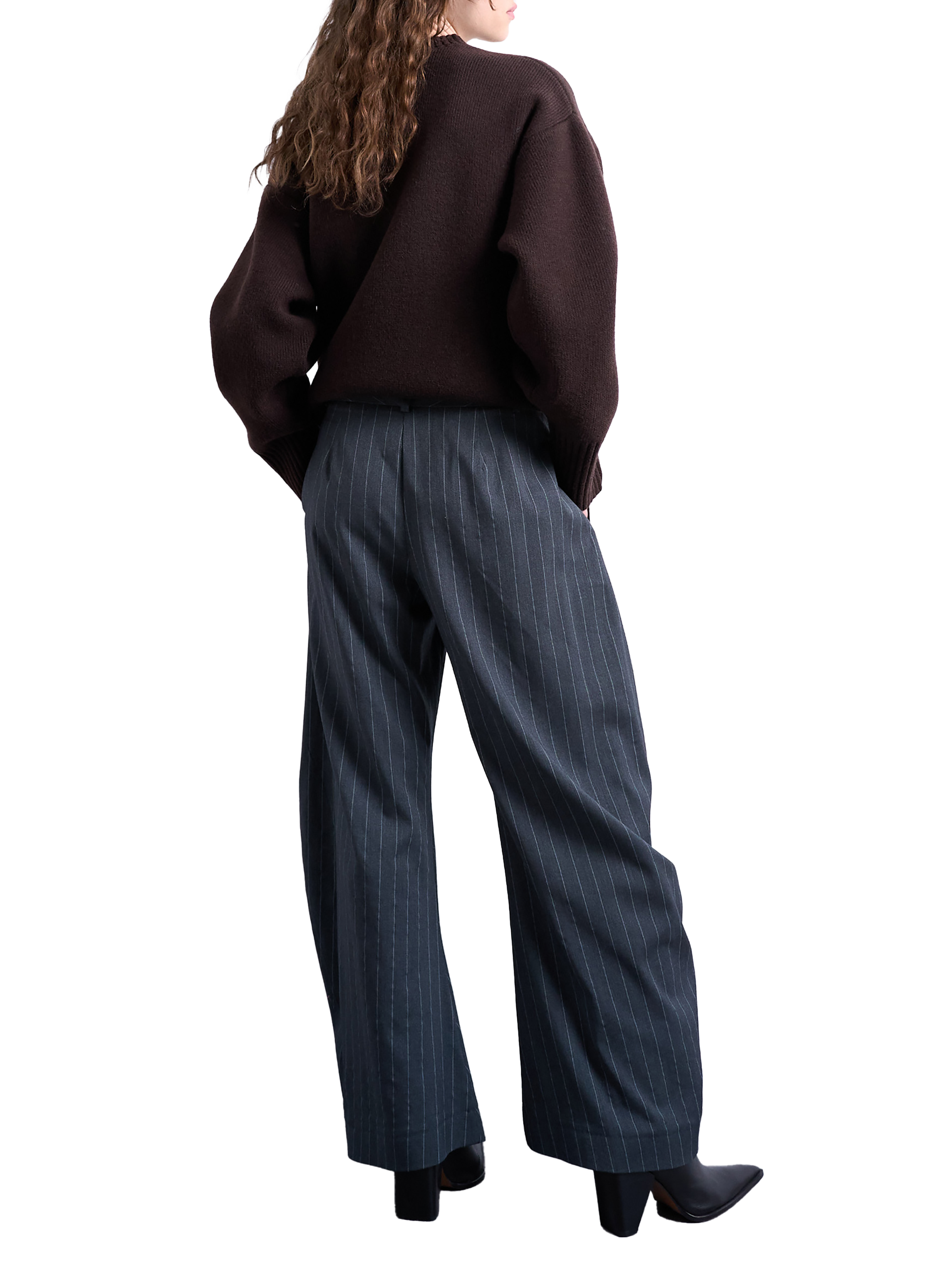 Pantalon large rayé Tsbina TOPSHOP Gris