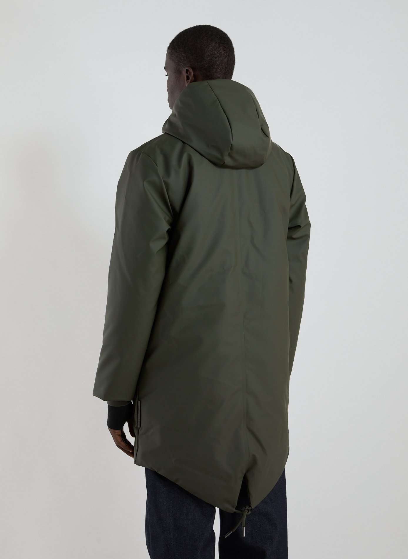 Mid-length hooded jacket RAINS Khaki