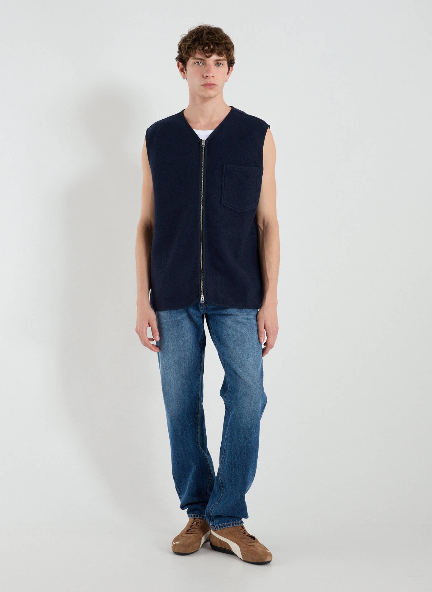 SAMSOE SAMSOE Sleeveless wool cardigan Blue