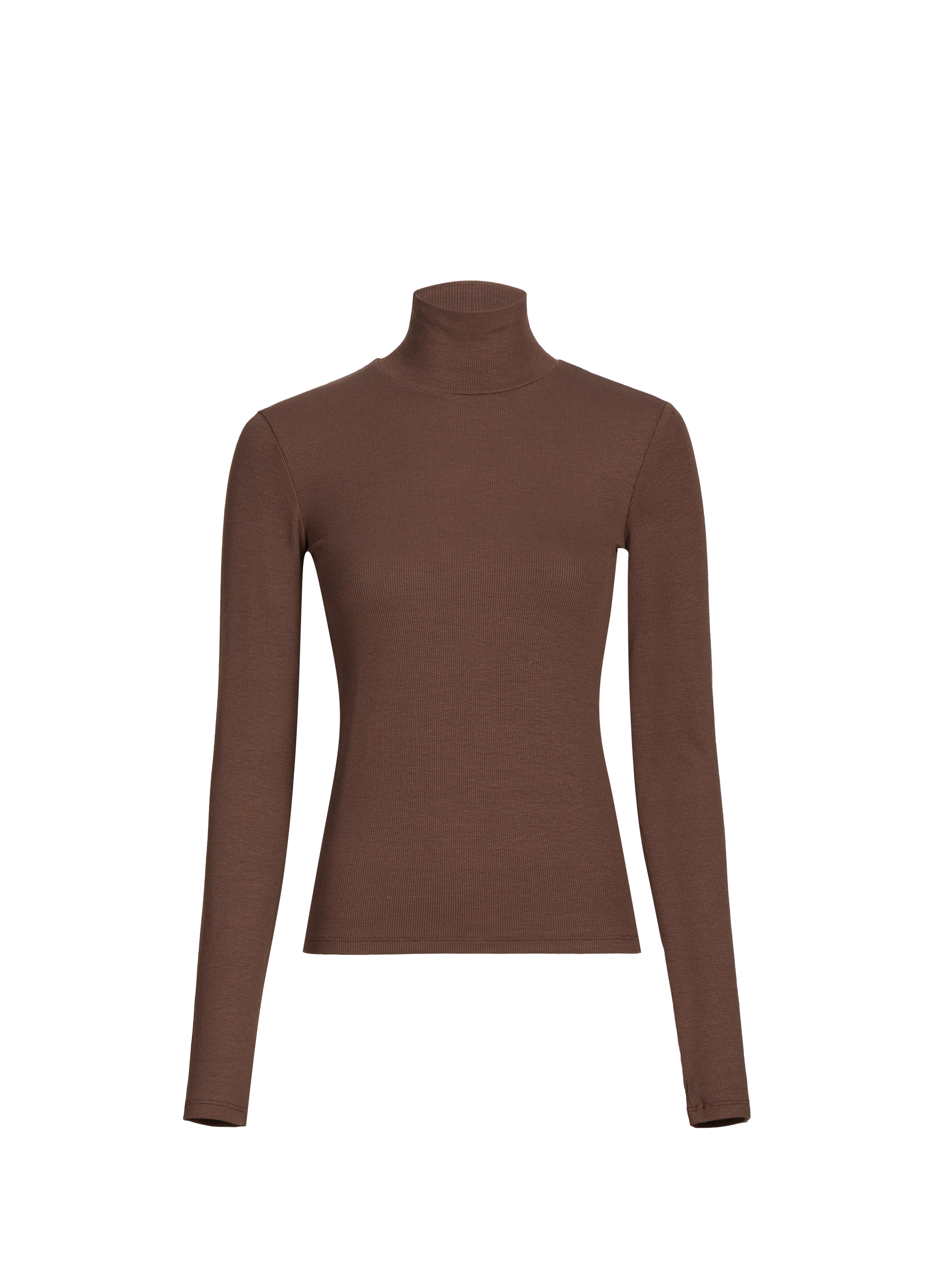 TOPSHOP Top col montant à manches longues Marron