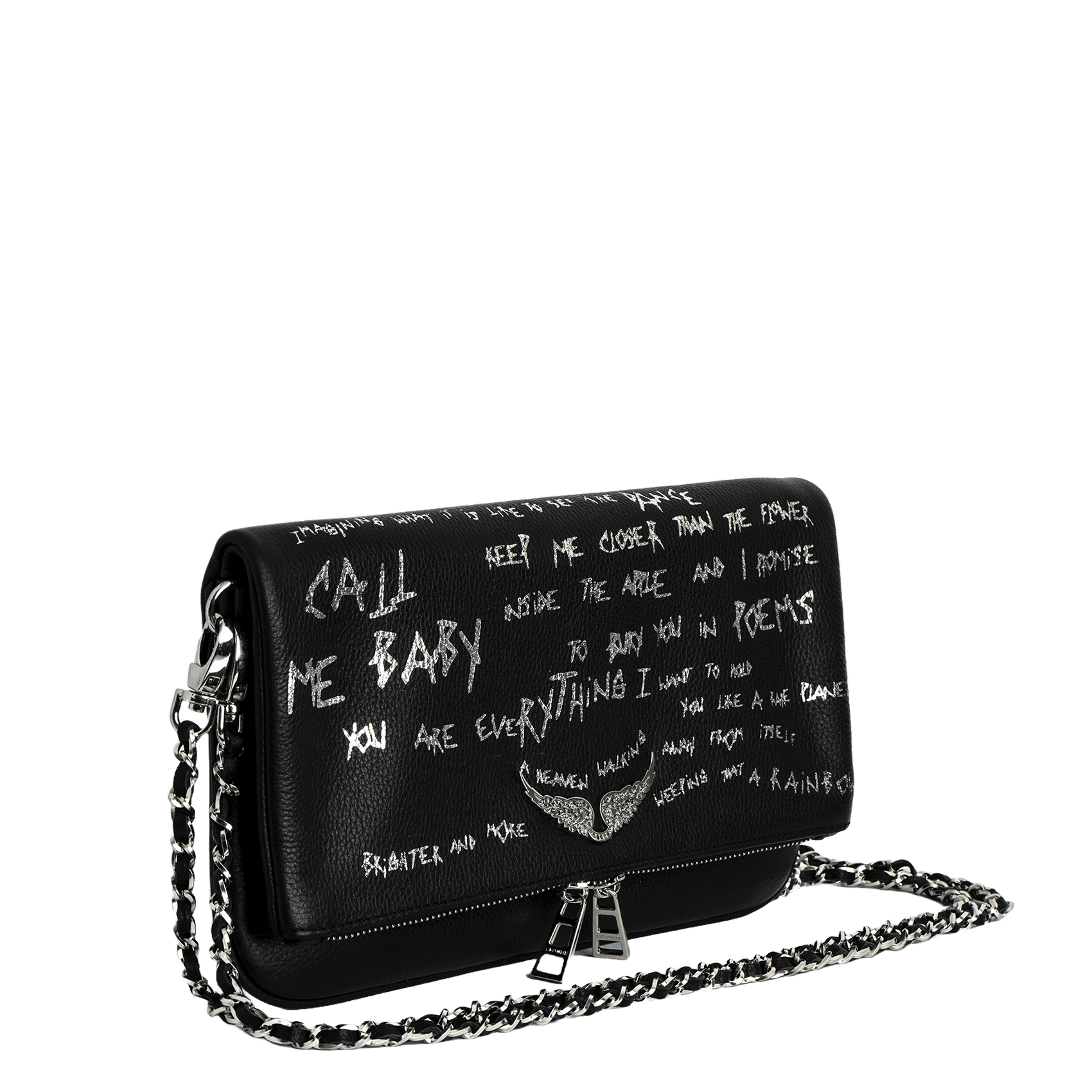Pochette en cuir imprimée rock ZADIG&VOLTAIRE Noir