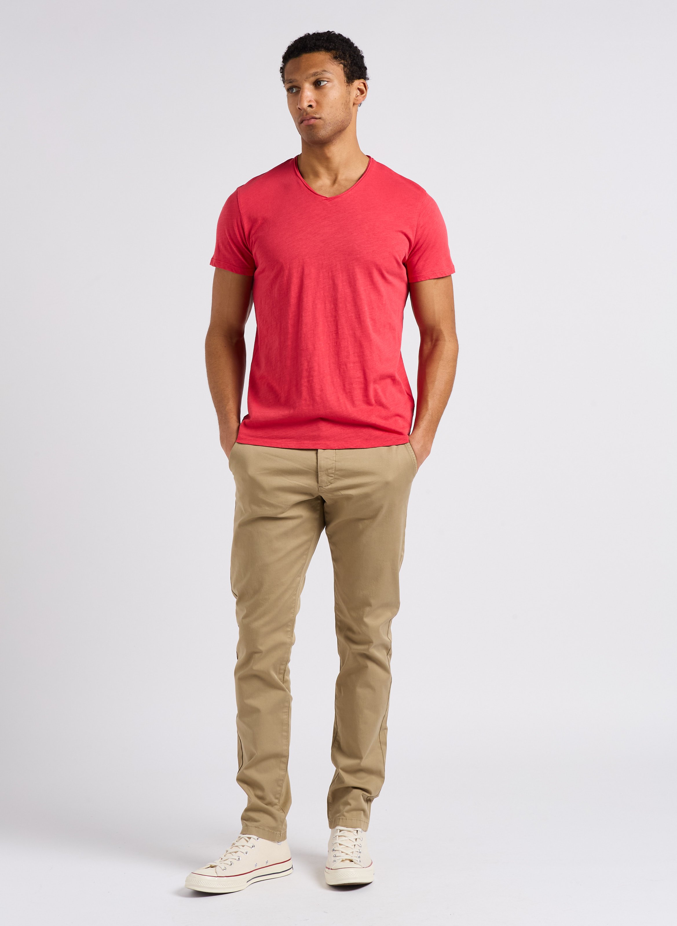 Pantalon chino en coton stretch IKKS Beige