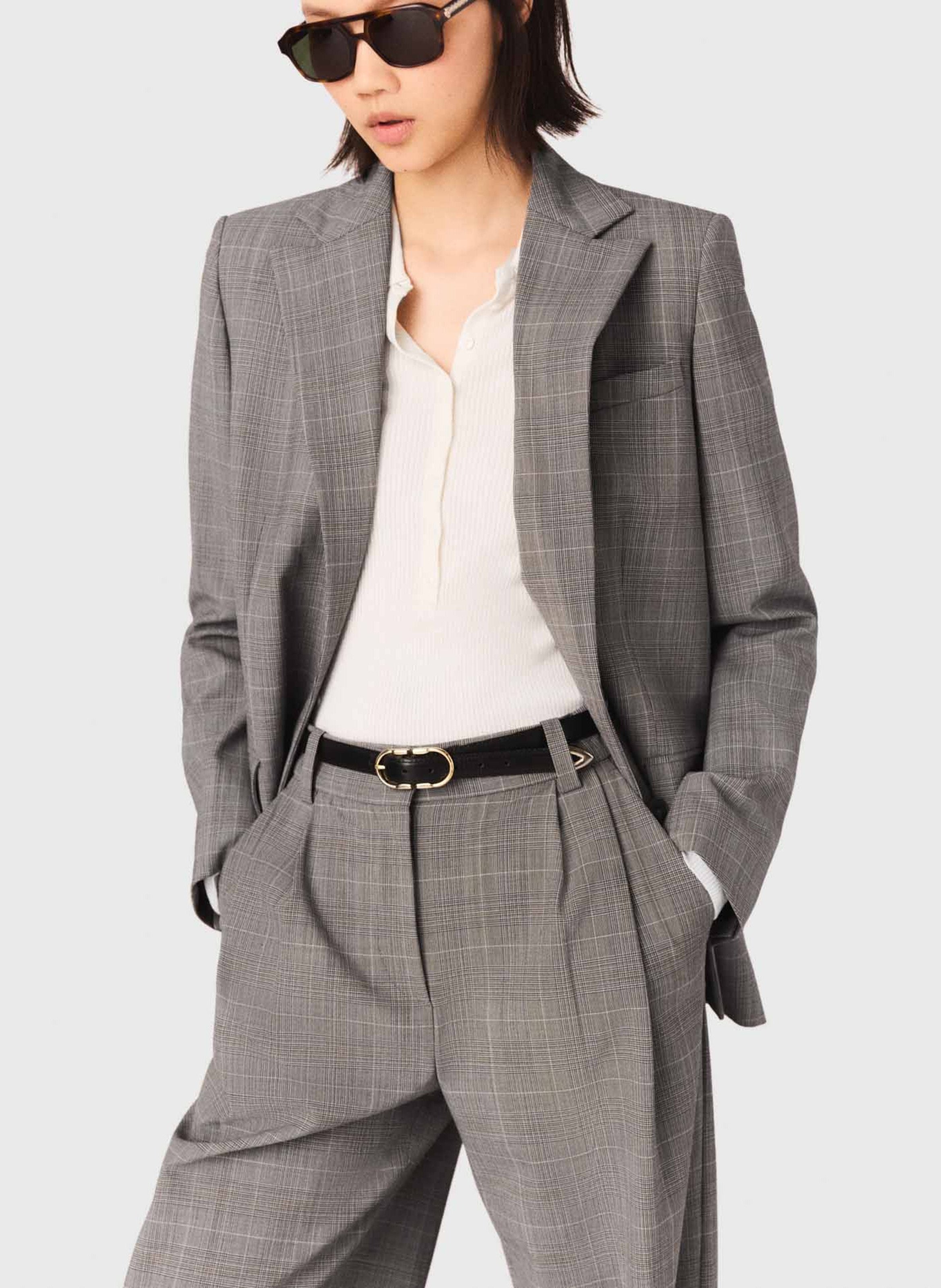 Veste col tailleur en laine mélangée MAJE Gris