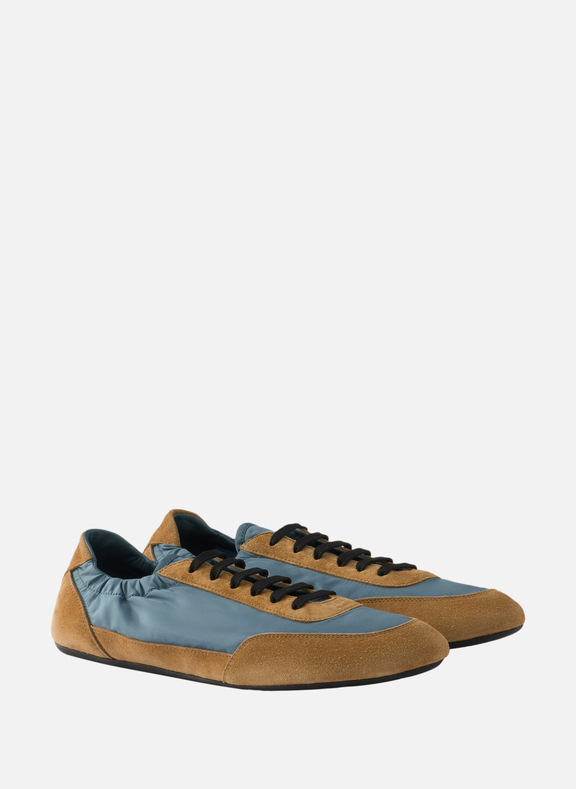 Baskets en re-nylon et en daim pliables PRADA Bleu