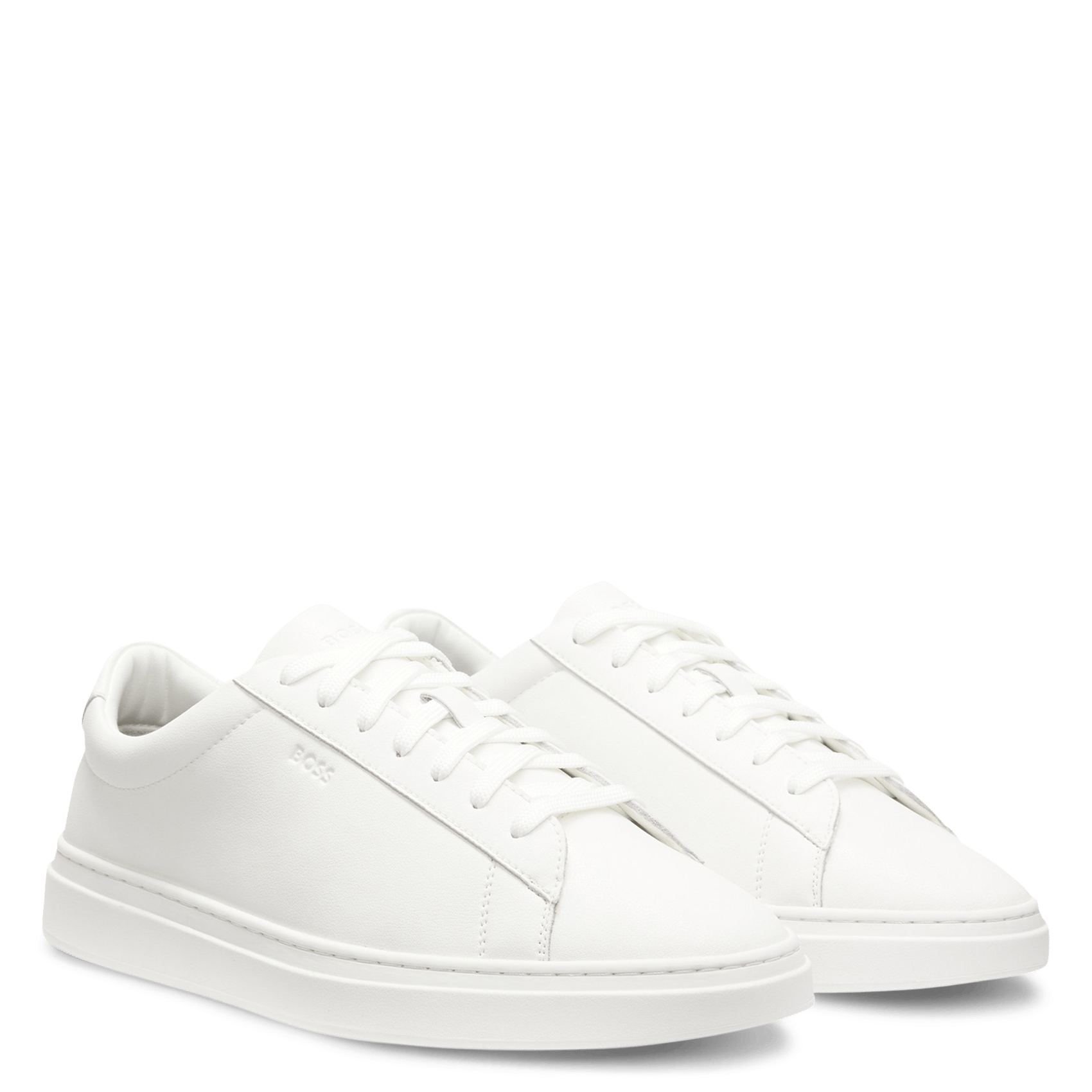 Baskets basses unies en cuir BOSS Blanc