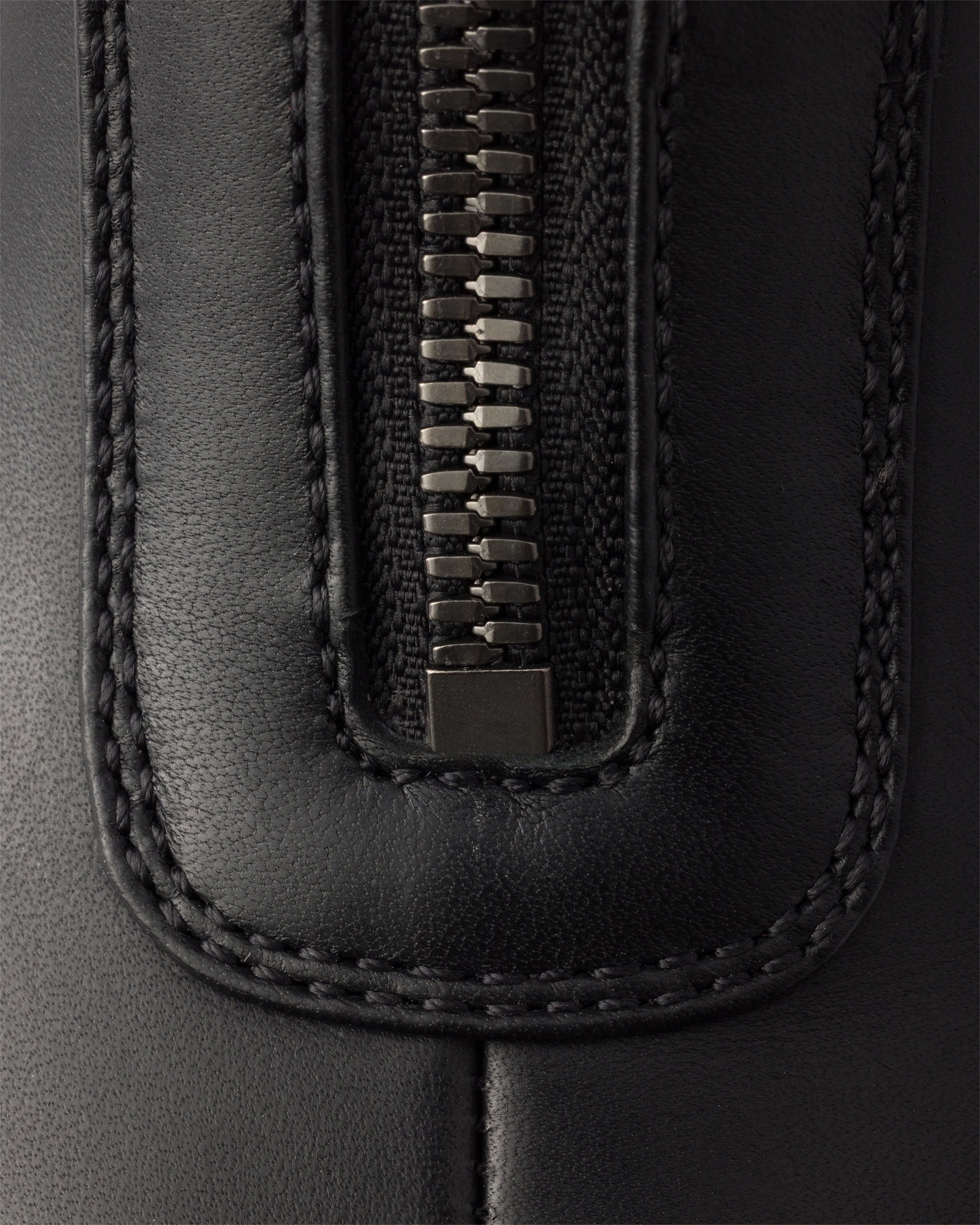 Bottines en cuir avec fermeture à glissière PRADA Noir